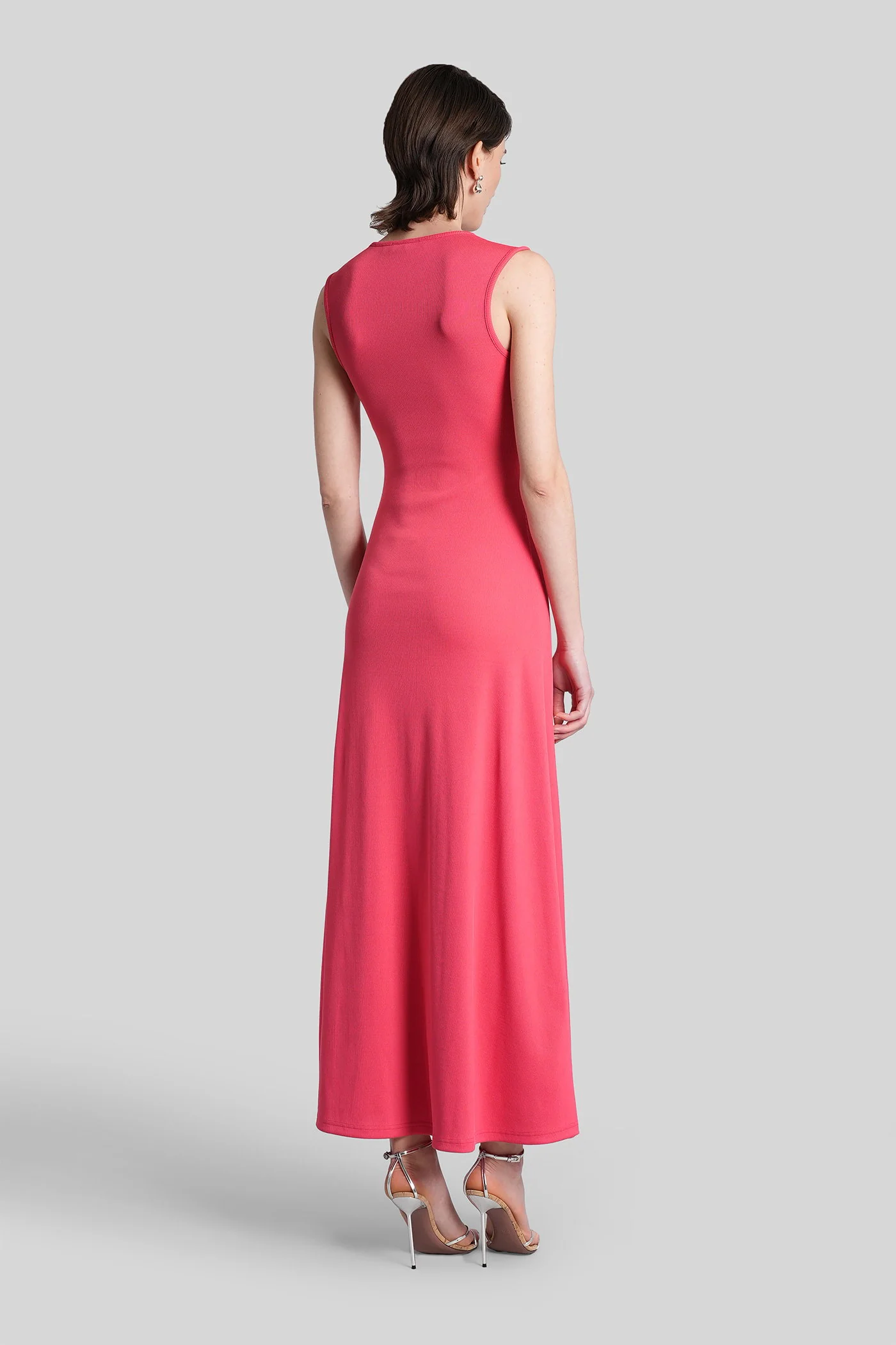 Long dress in red polyester - Image 3