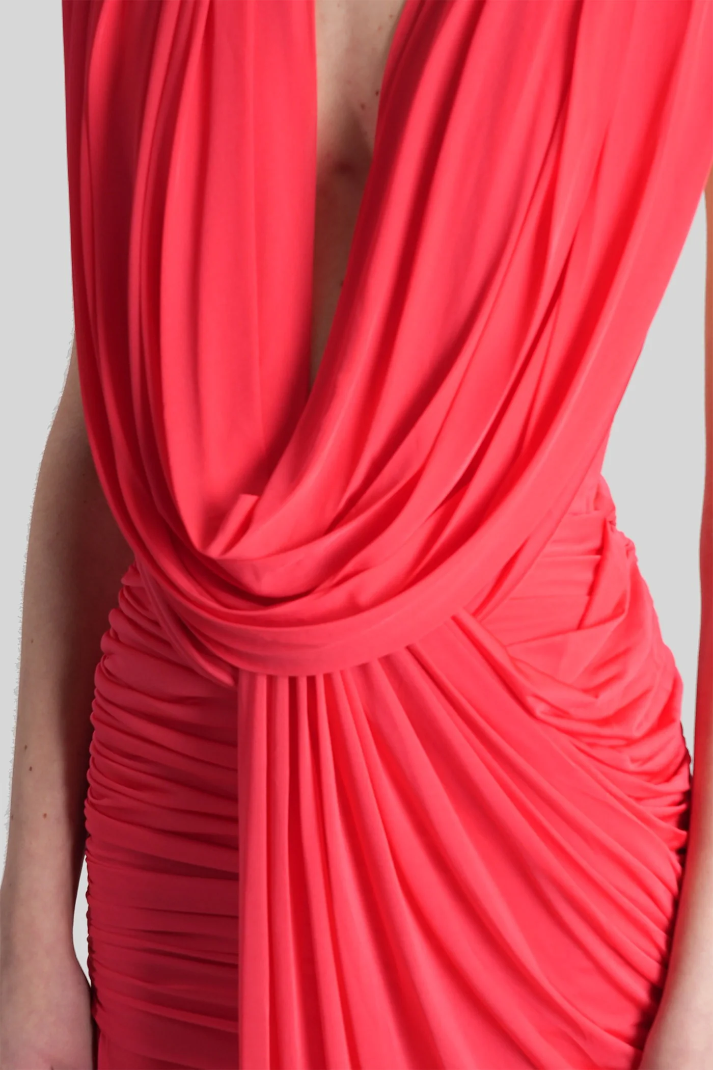 Long dress in red Rayon - Image 5