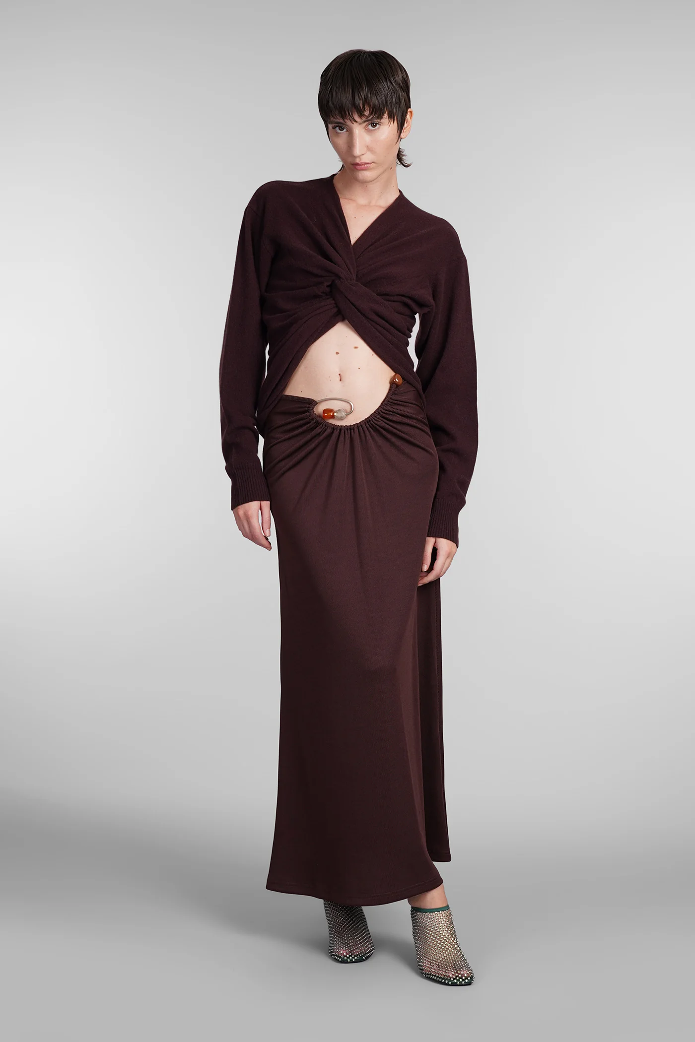 Skirt in bordeaux polyester - Image 2