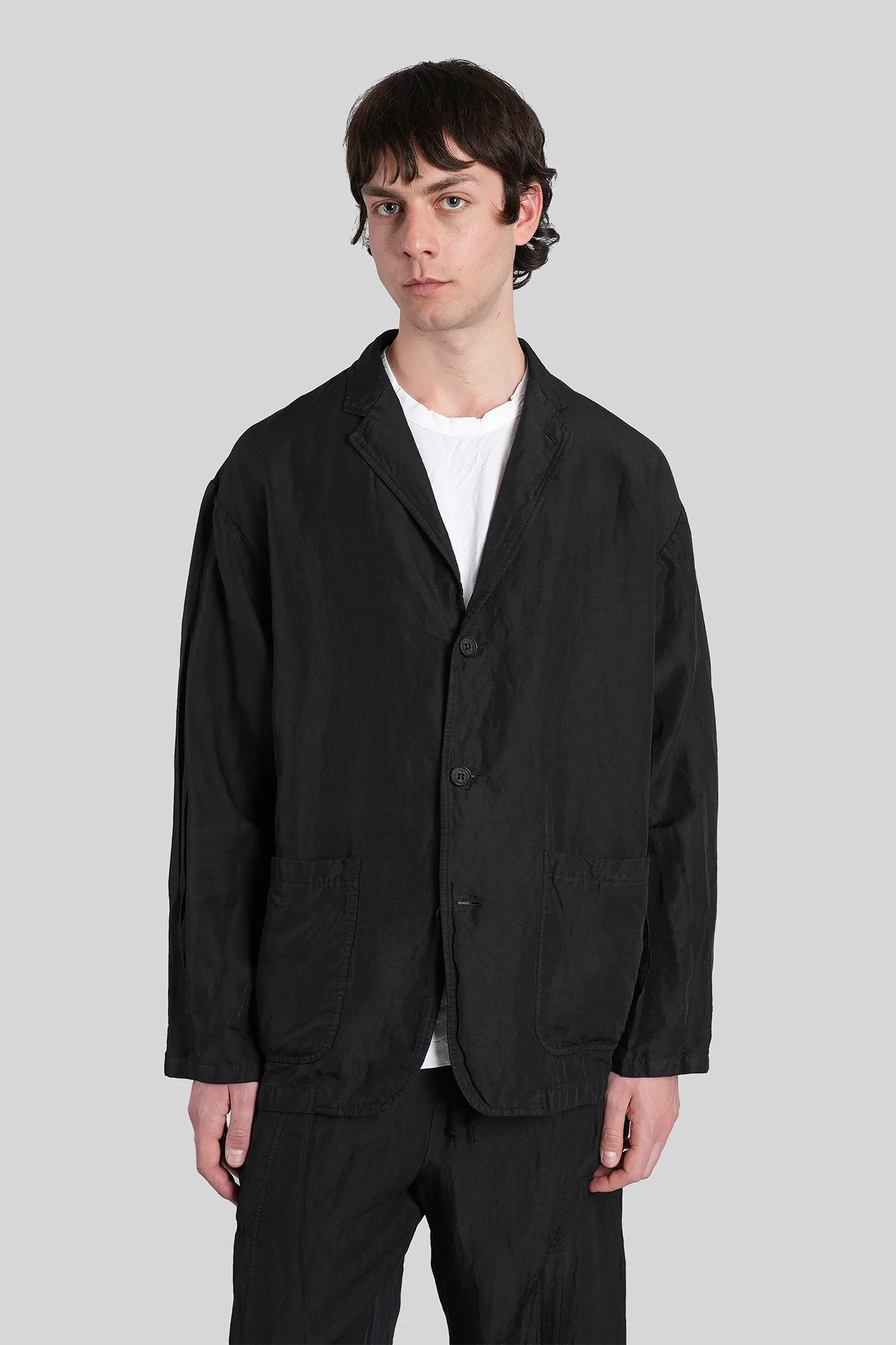 Blazer in black linen