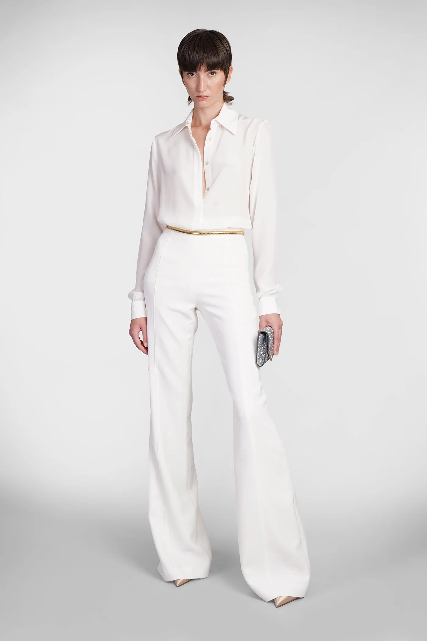 Keltie Shirt in beige silk - Image 2