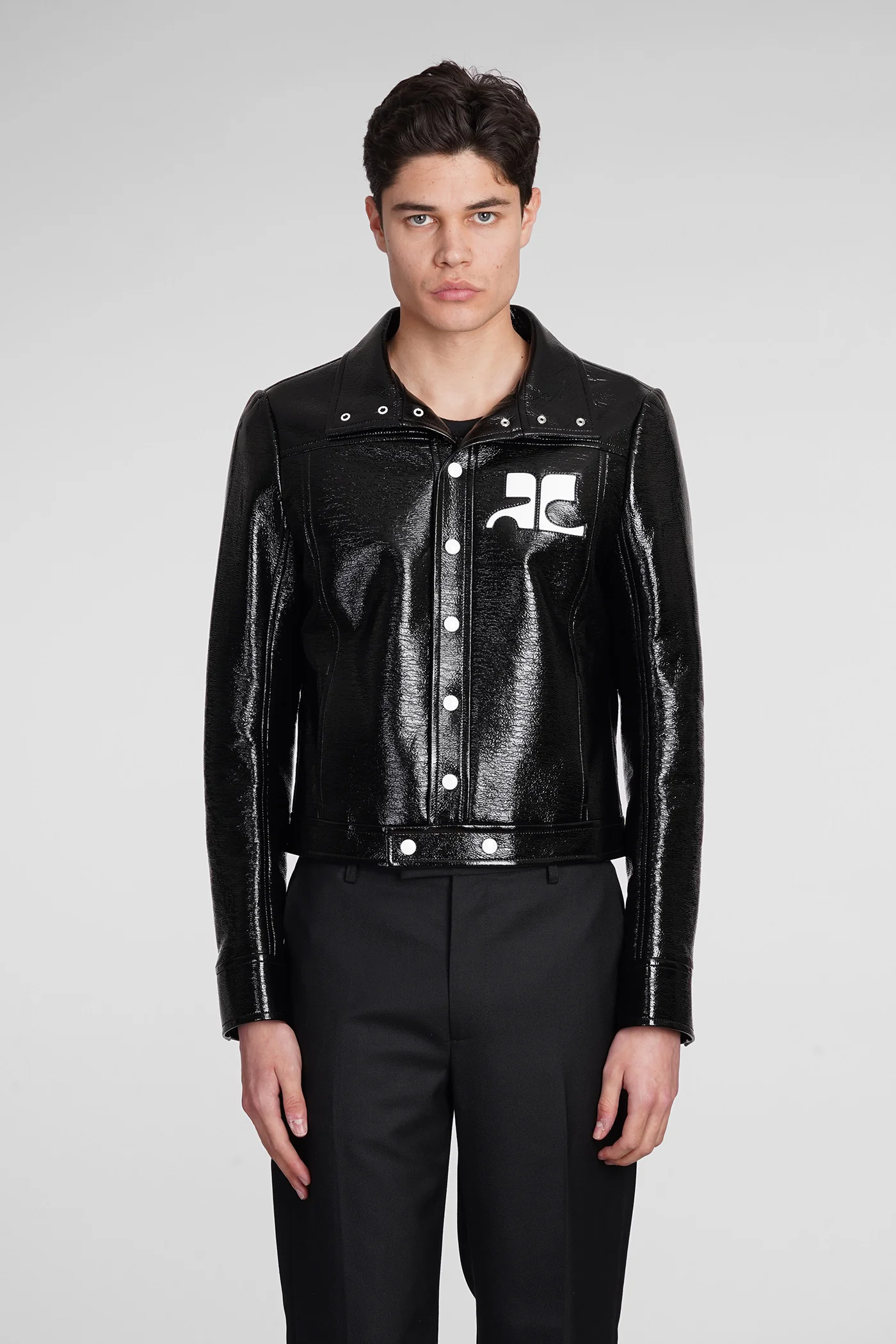 Casual jacket in black Polyuretan