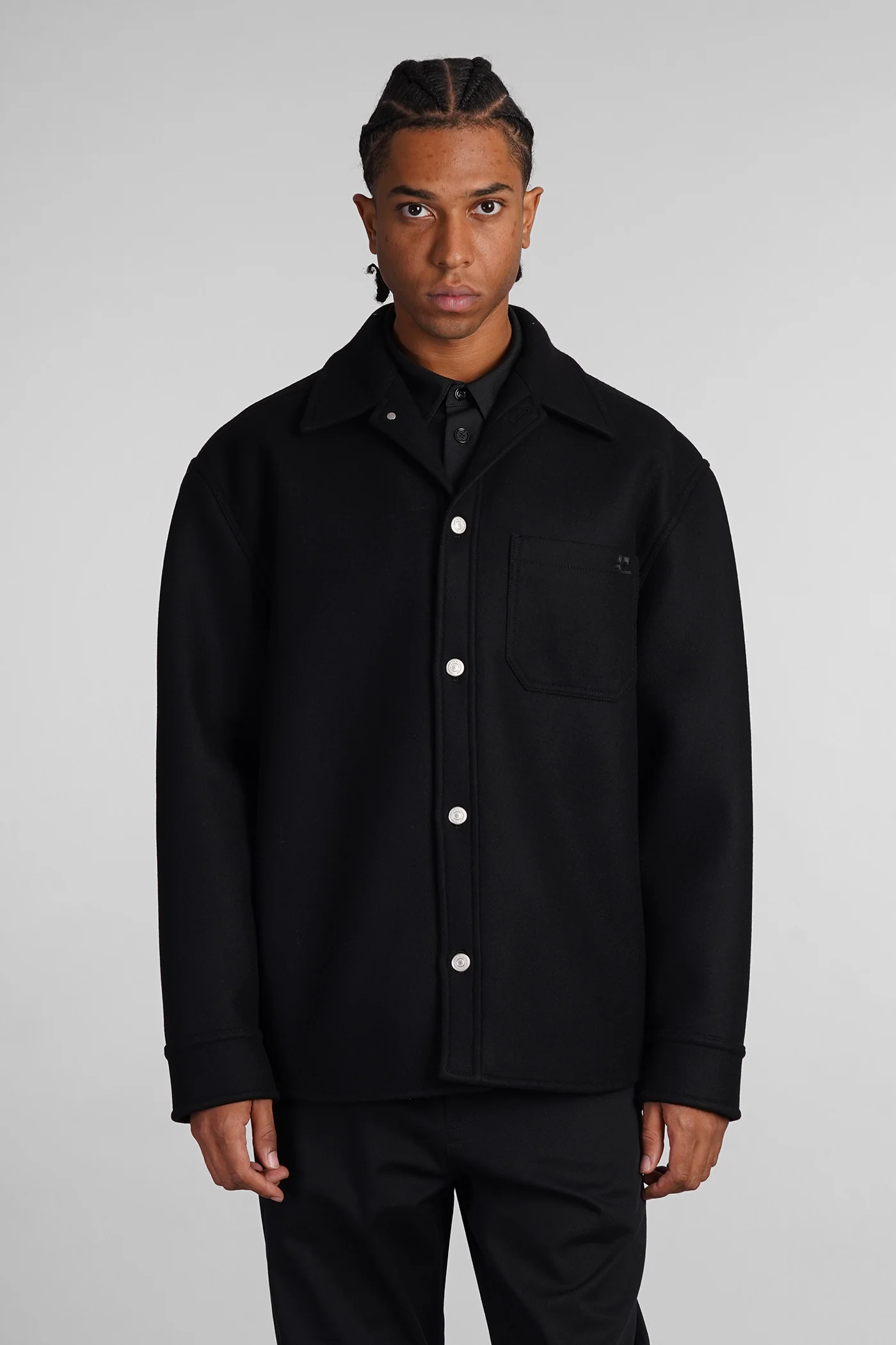 Casual jacket in black wool