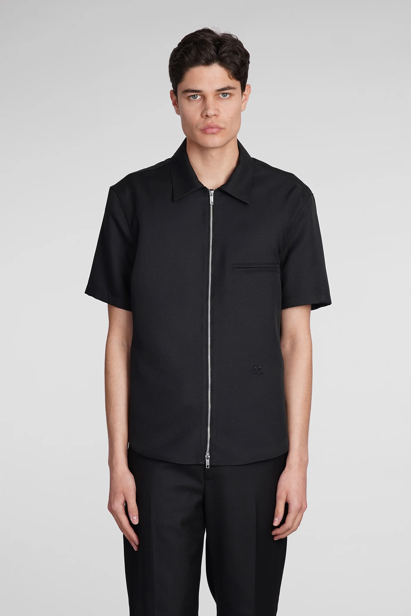 Shirt in black polyester