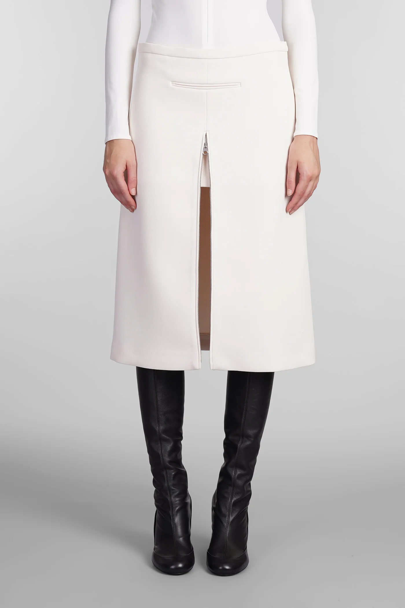 Skirt in beige polyester