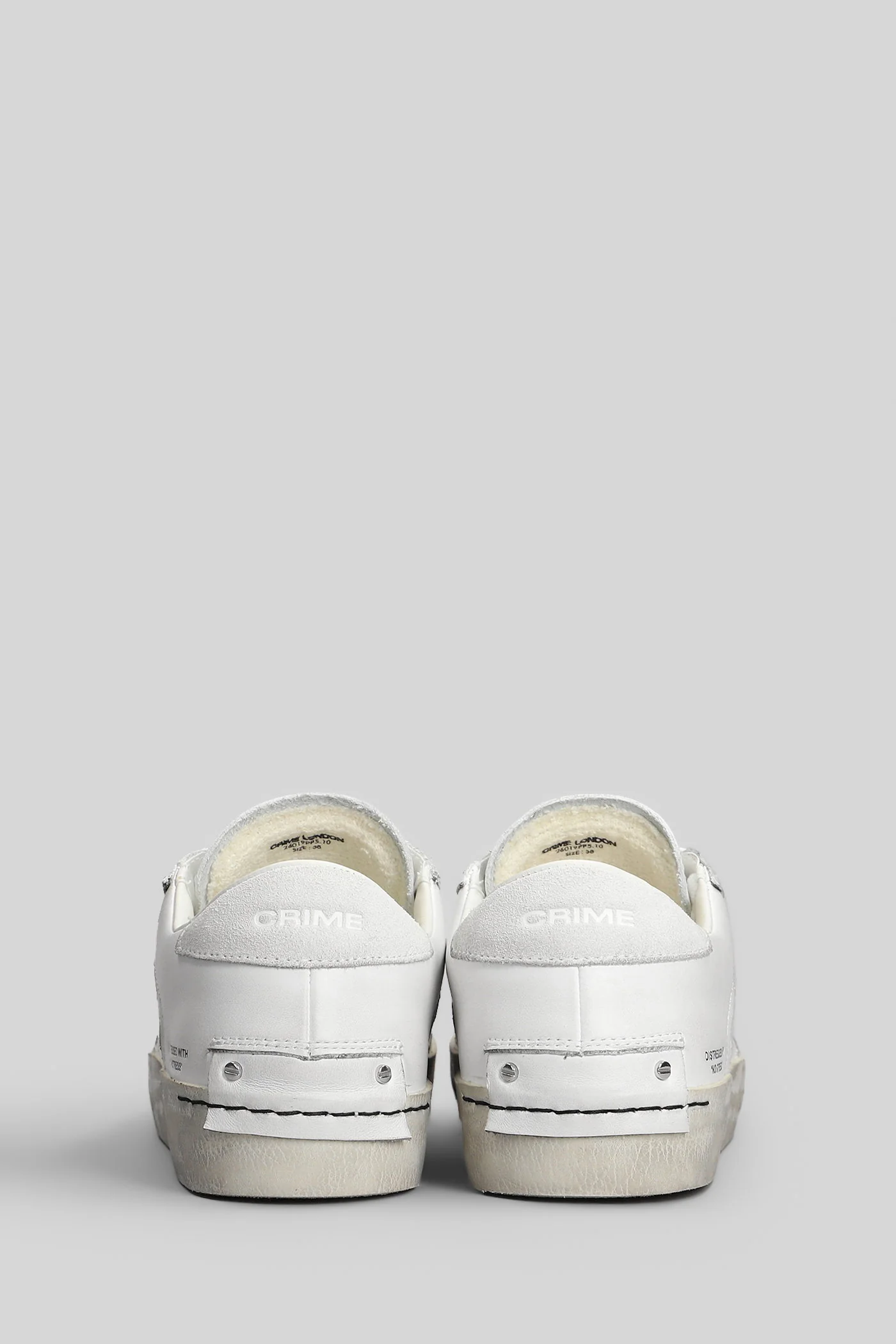 Distressed Sneakers in white leather - Image 4