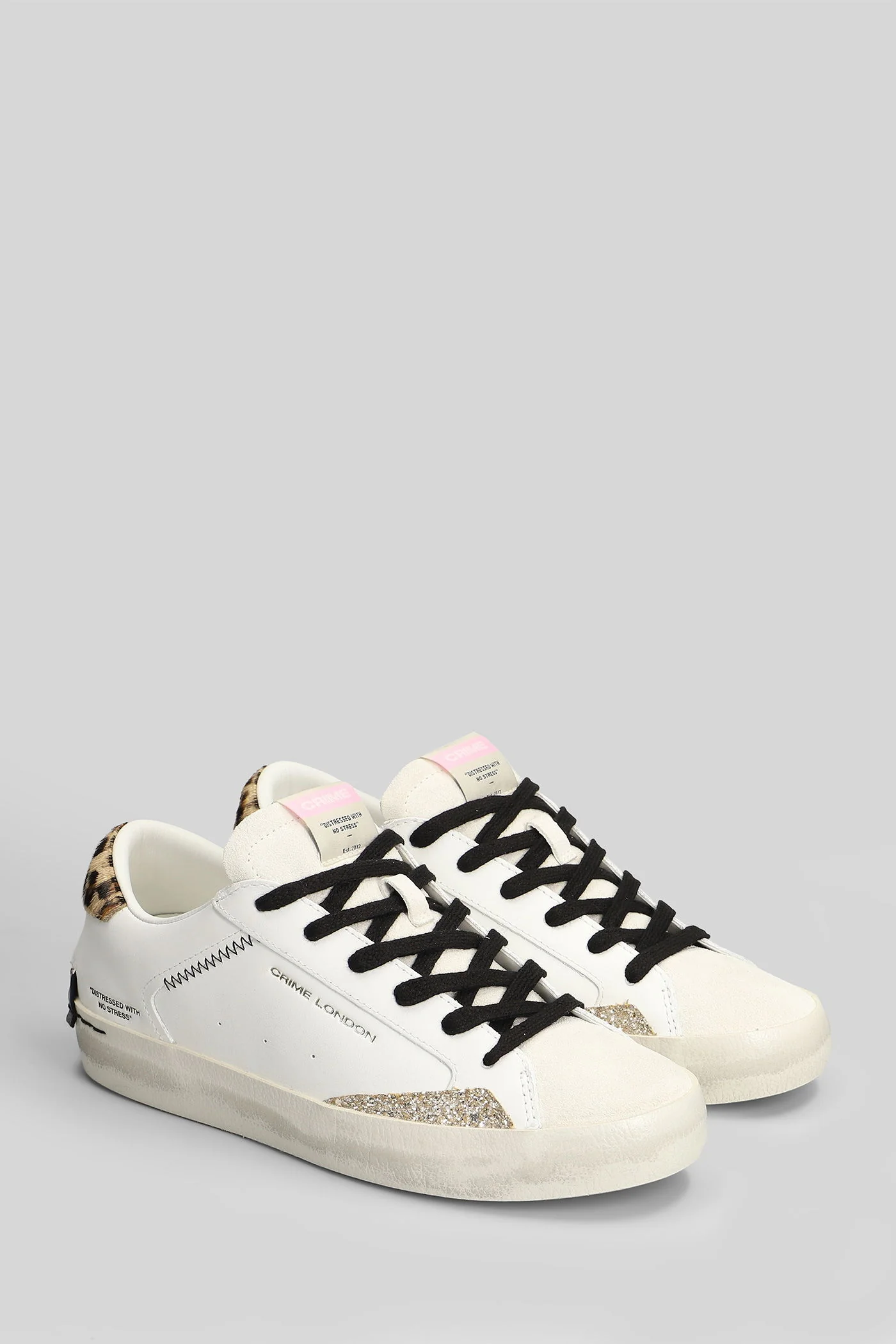 Distressed Sneakers in white suede and leather - Image 2