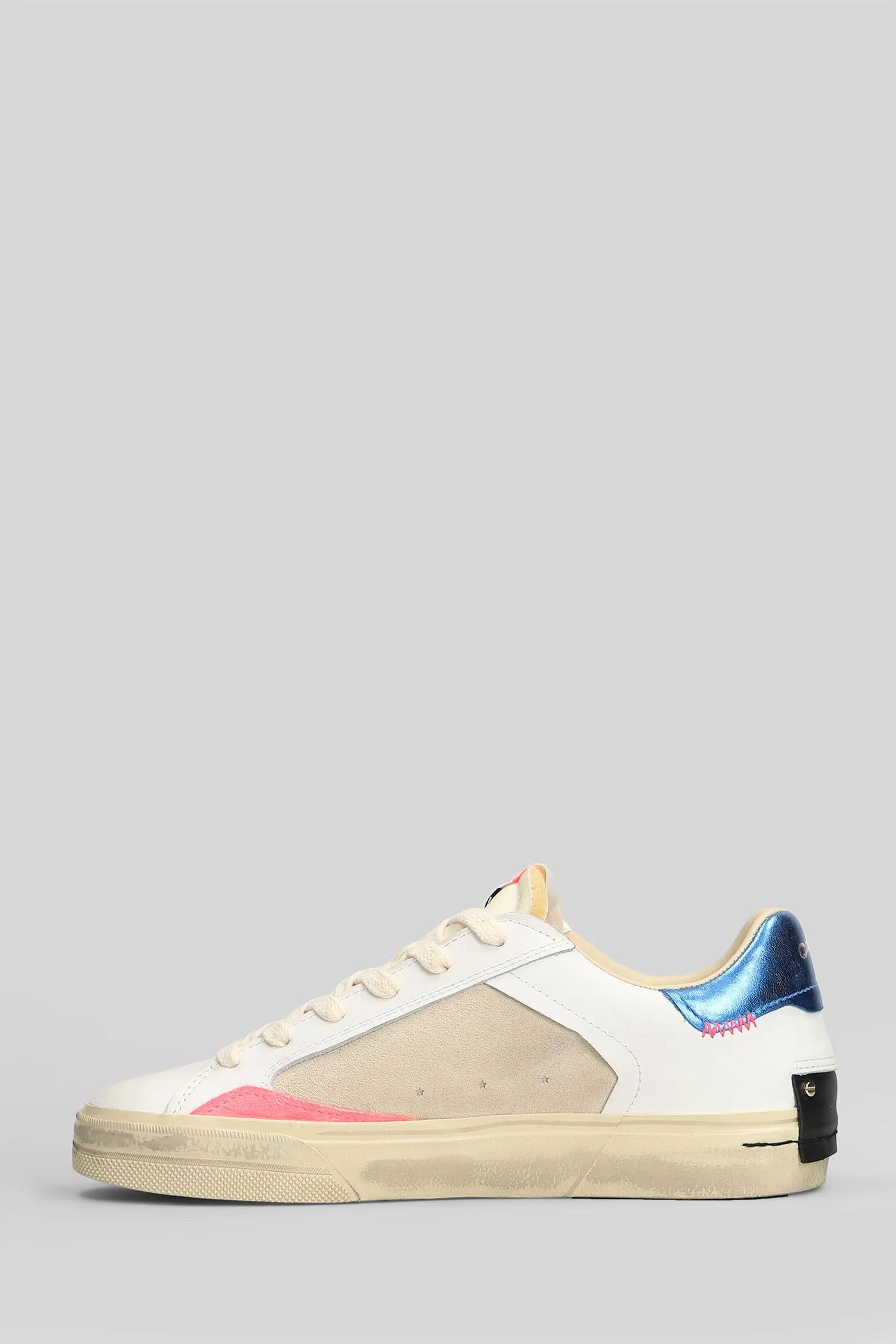 Distressed Sneakers in white suede and leather - Image 3