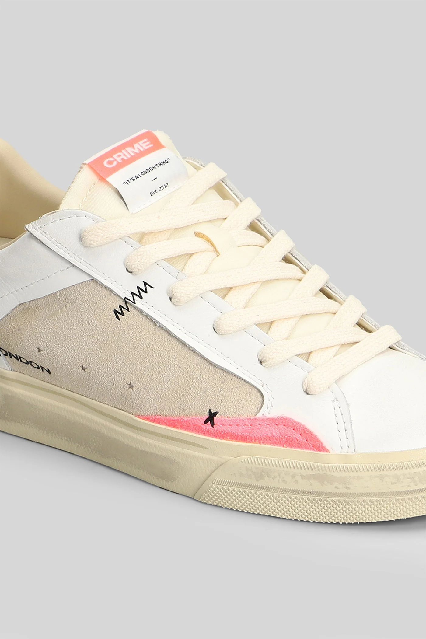 Distressed Sneakers in white suede and leather - Image 5