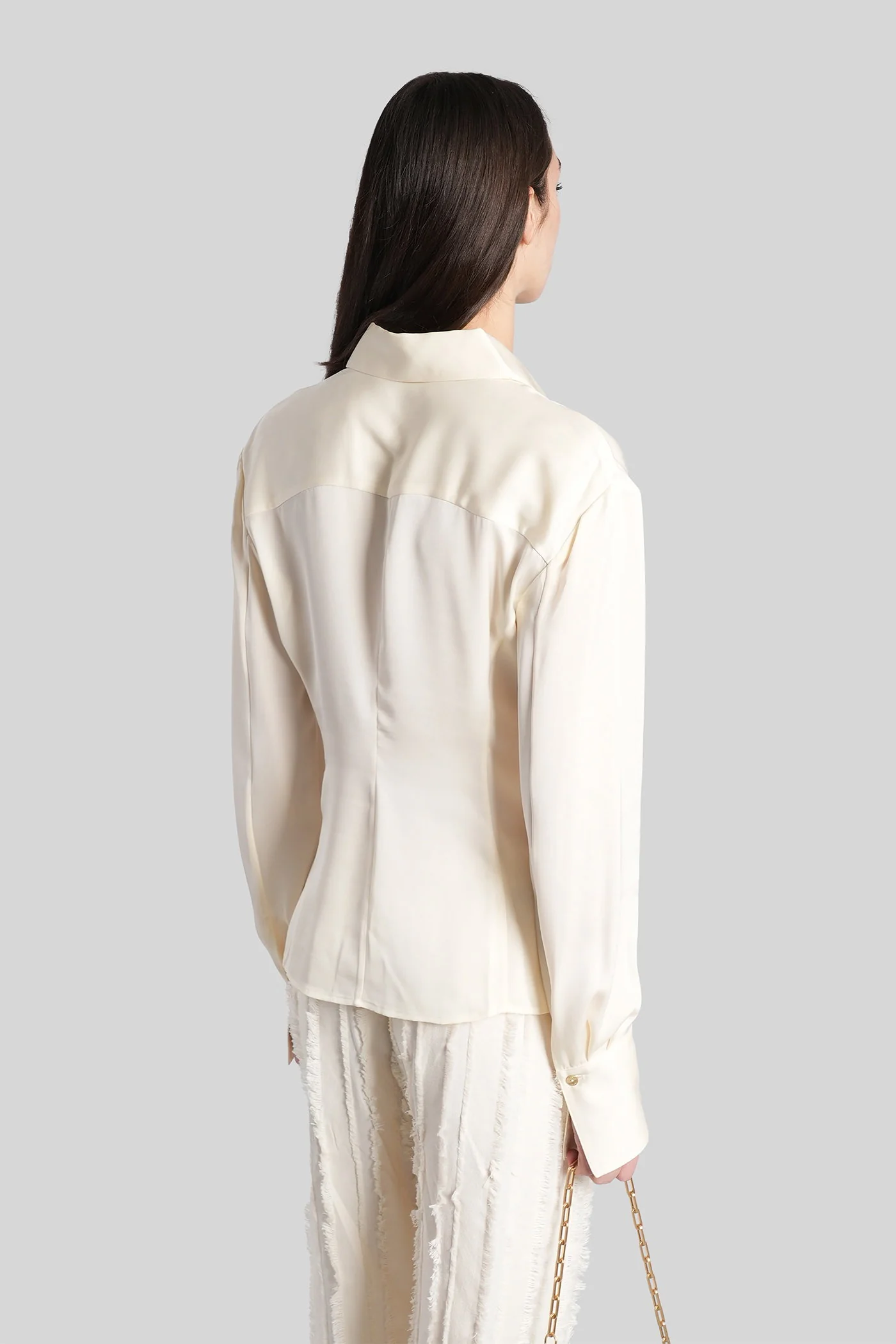 Cynara Shirt in beige silk - Image 13