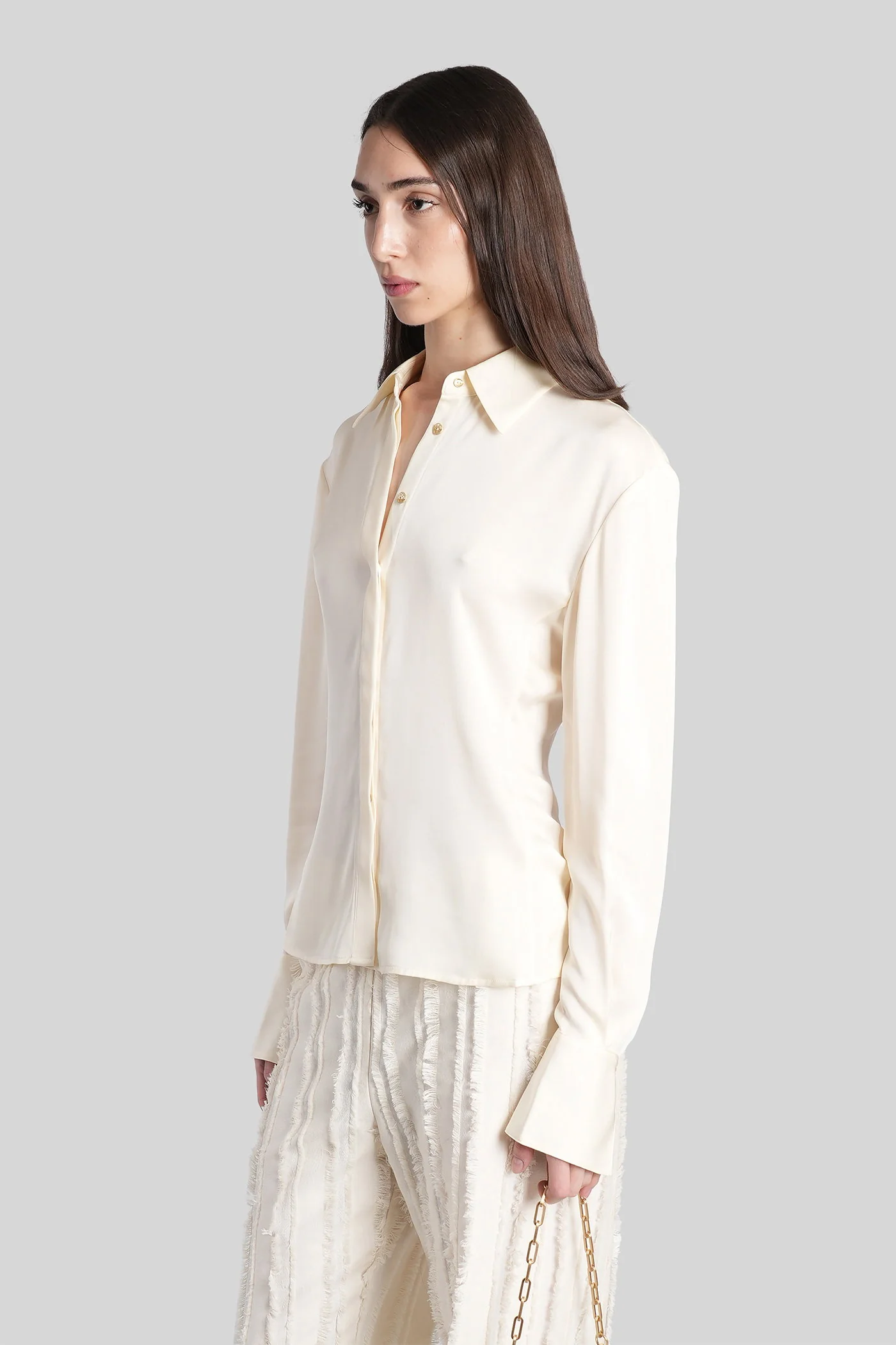 Cynara Shirt in beige silk - Image 4