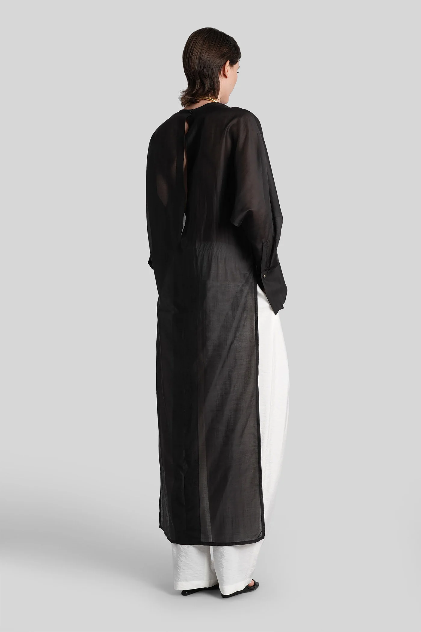 Marine Blouse in black wool and polyester - Image 3