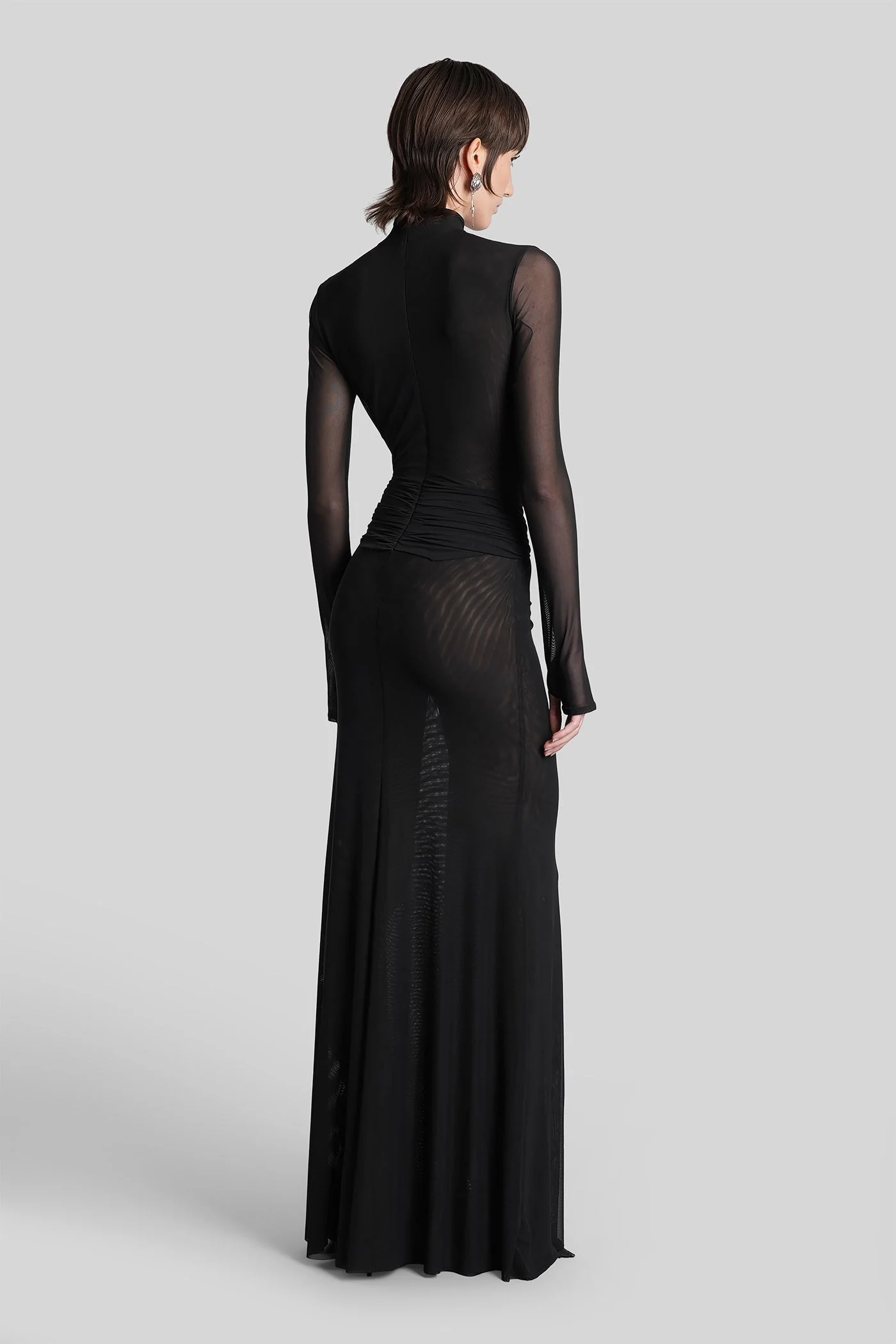 Long dress in black polyester - Image 3