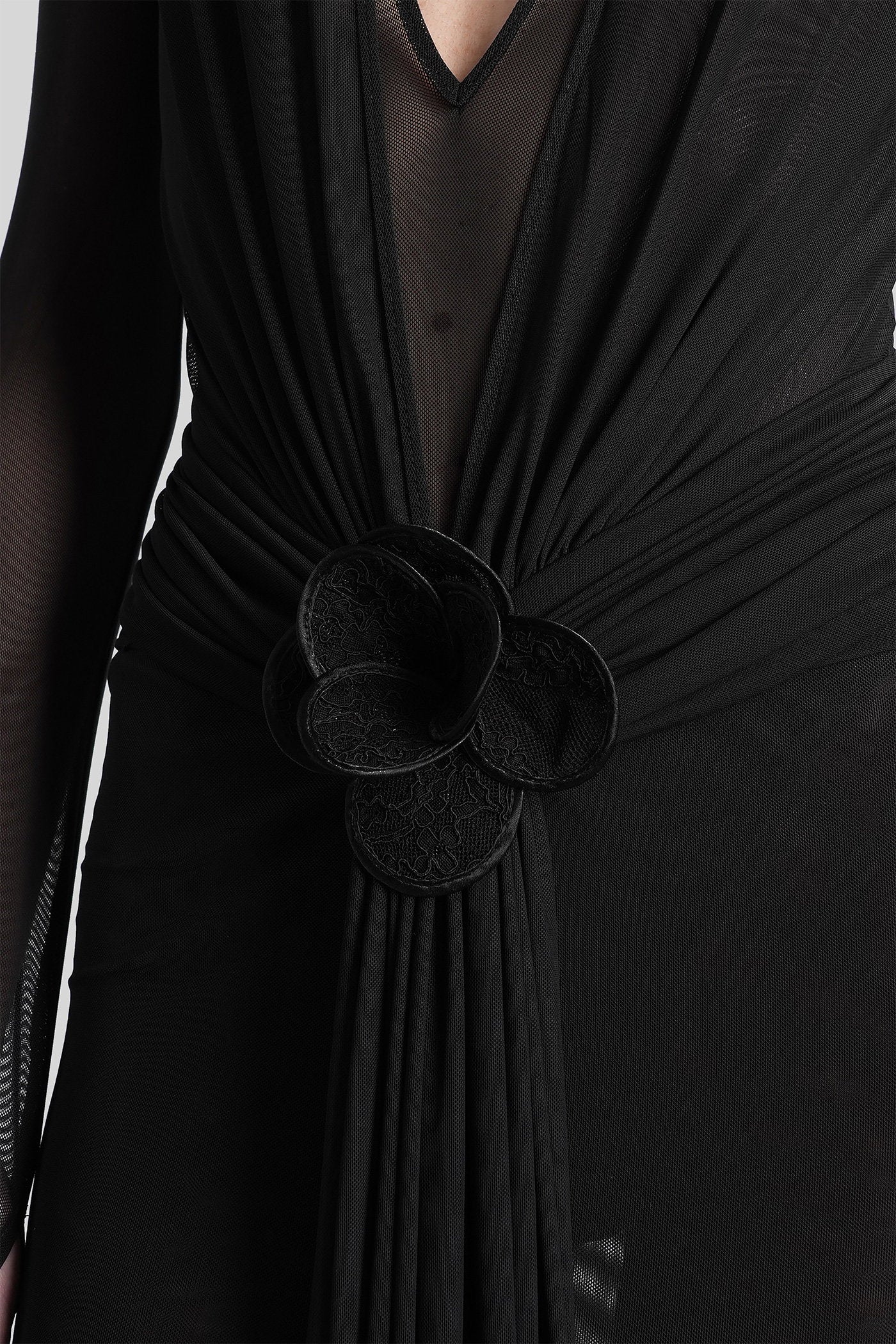 Long dress in black polyester - Image 5
