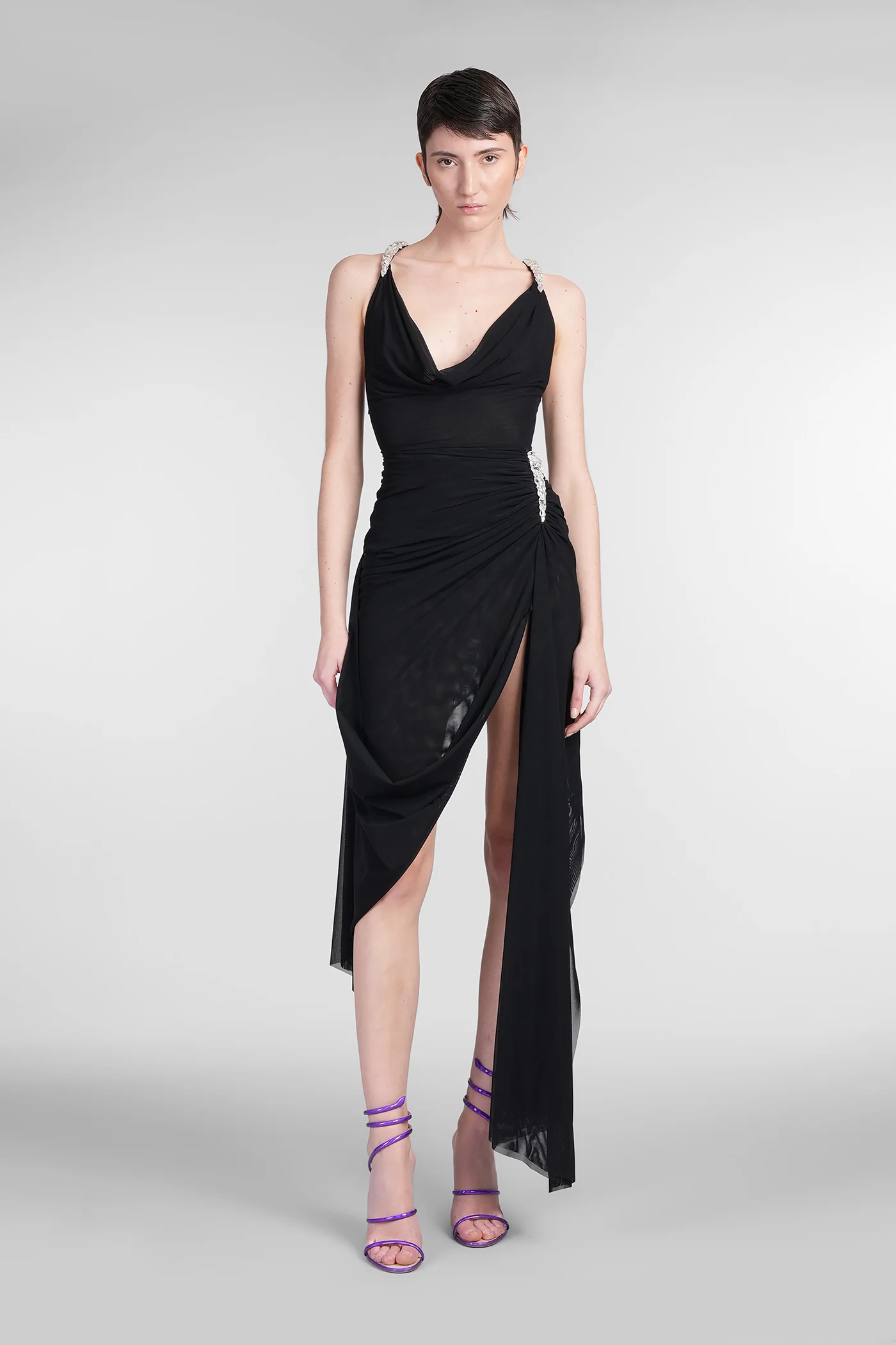 Mini dress in black polyamide