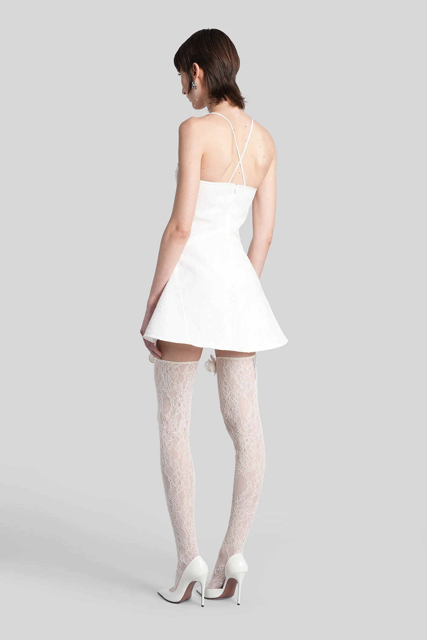 Mini dress in white nylon - Image 3