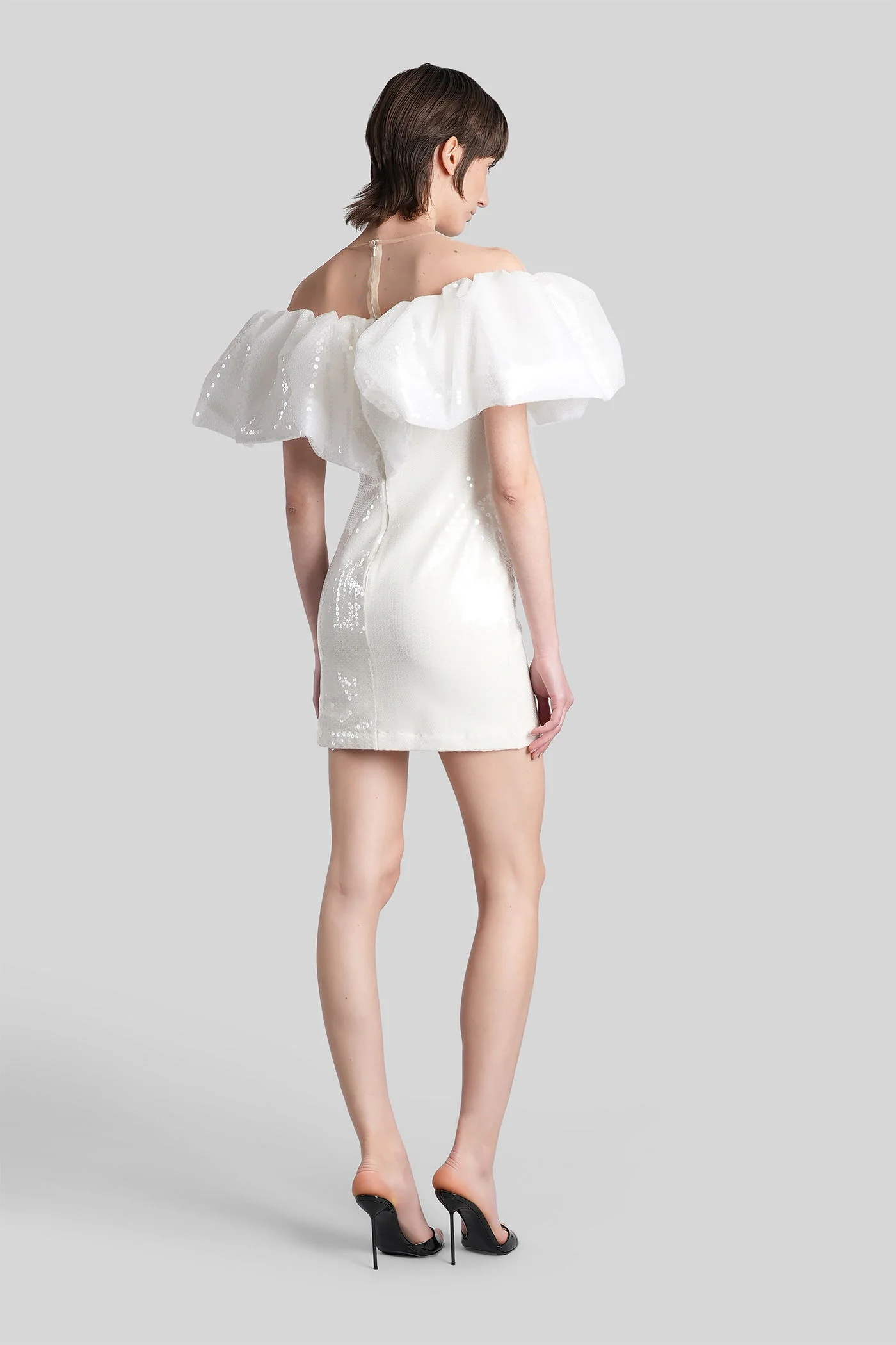 Mini dress in white polyester - Image 3