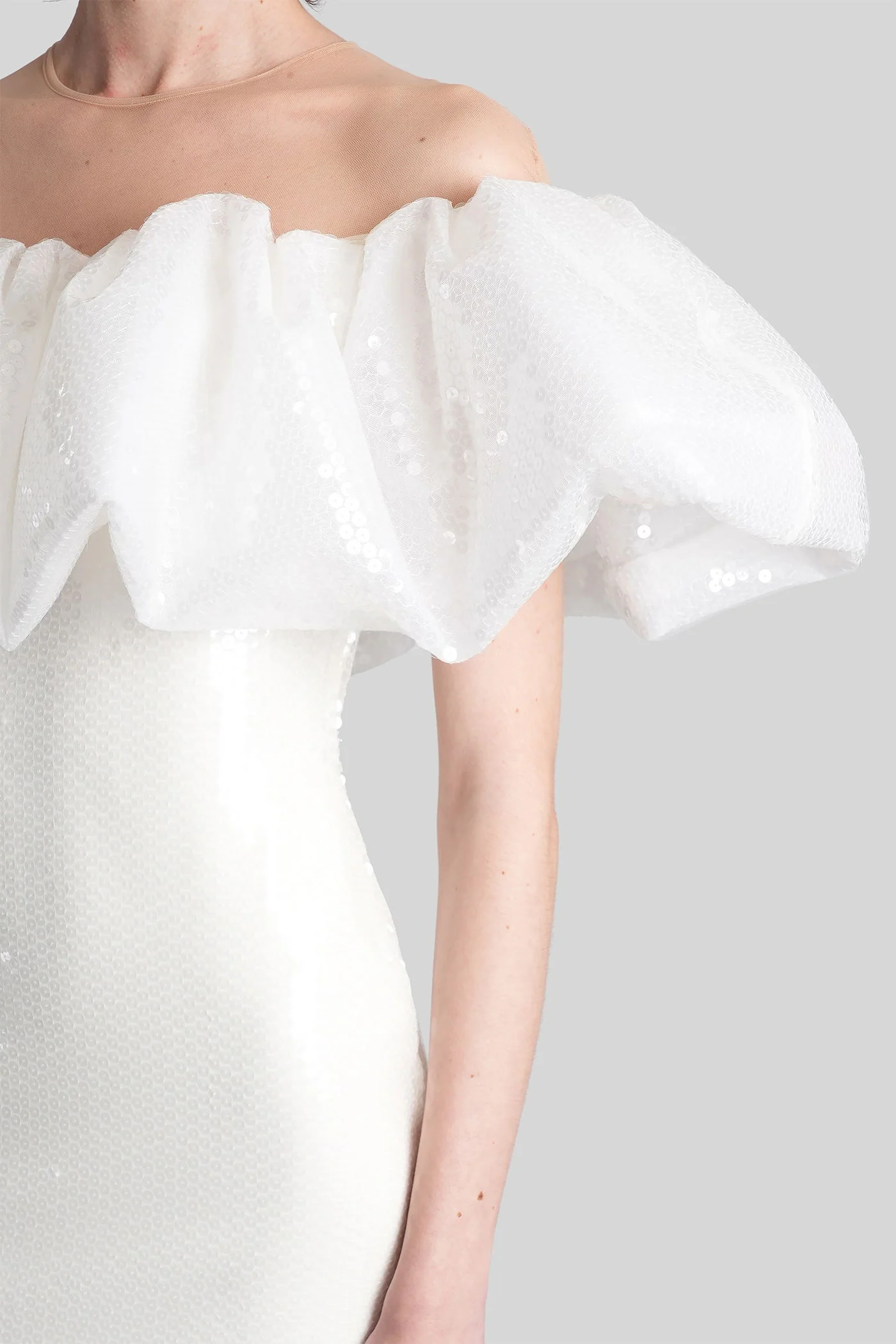 Mini dress in white polyester - Image 5