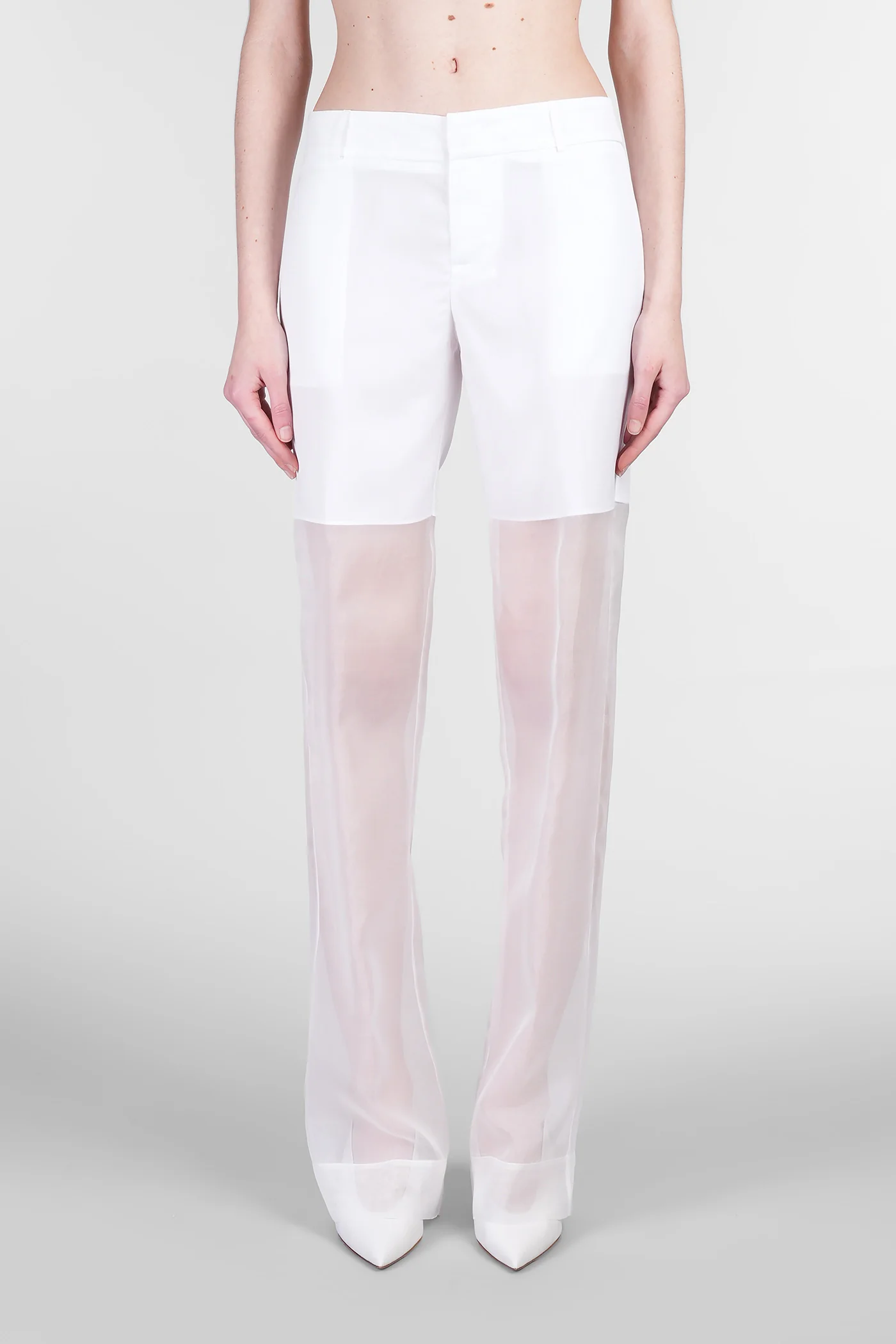 Pants in white silk