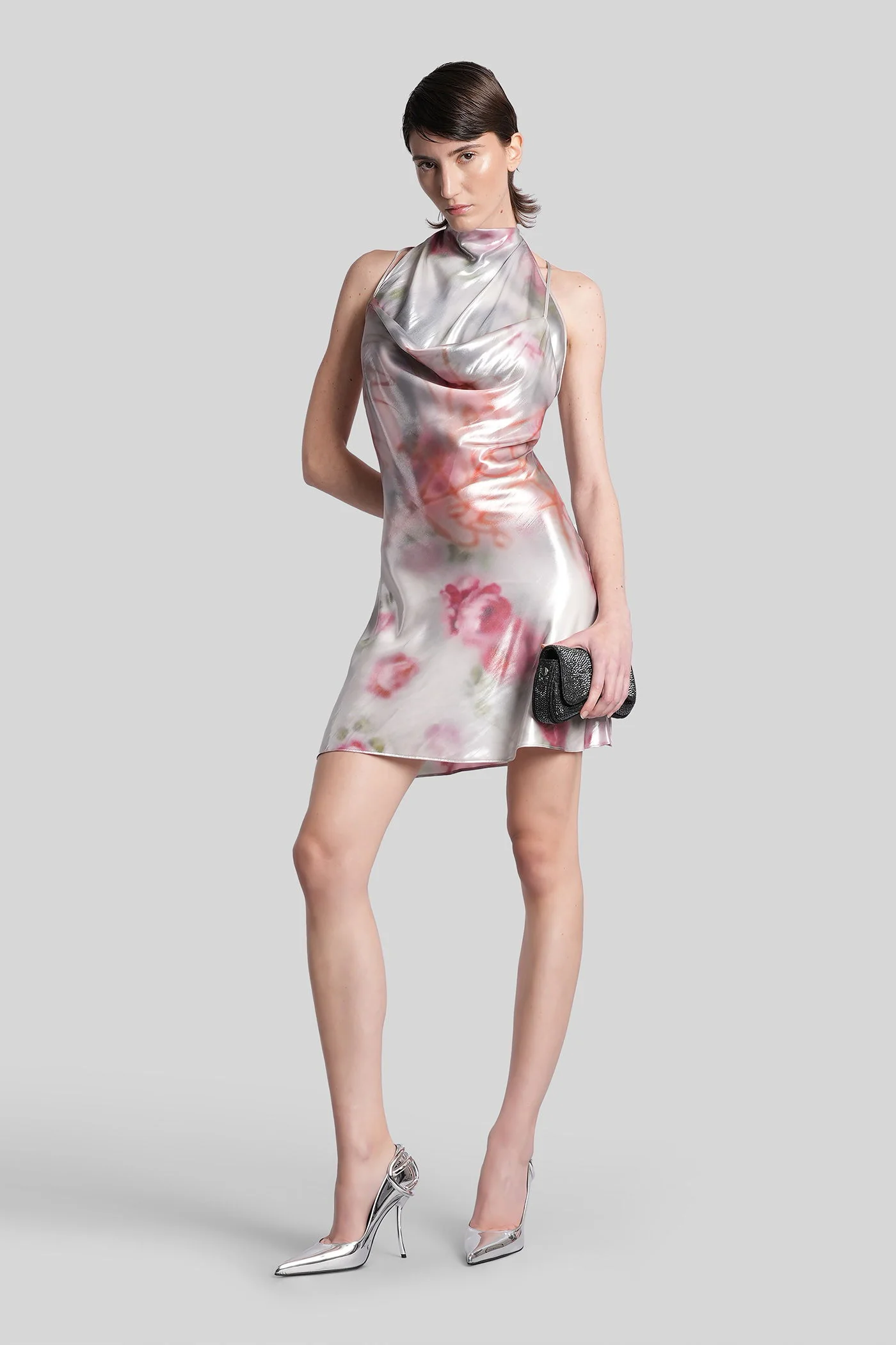D-ebra-short Long dress in silver polyester - Image 2