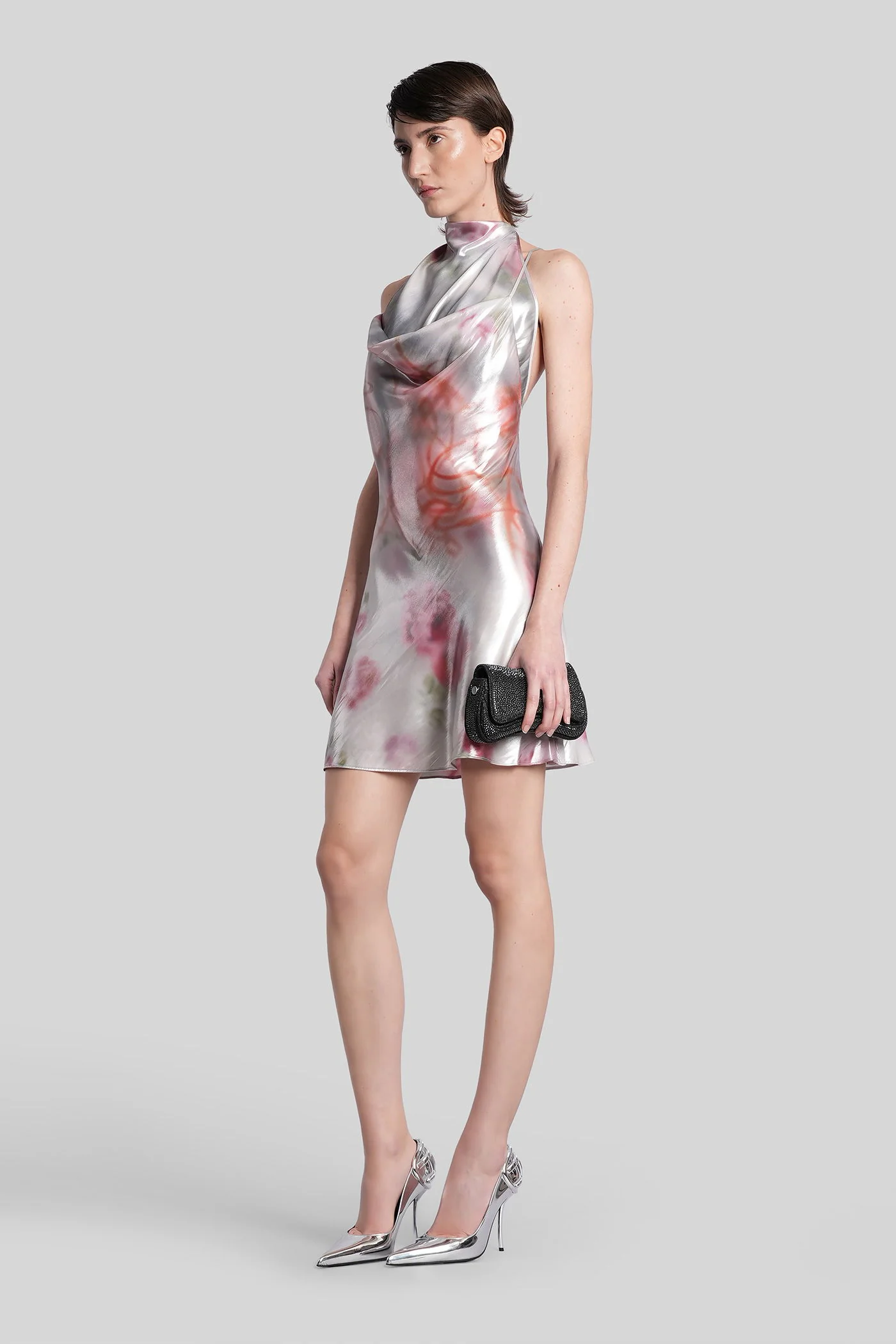 D-ebra-short Long dress in silver polyester - Image 4