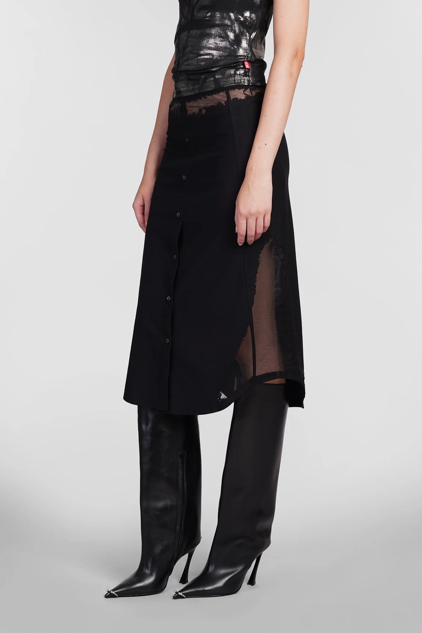 O malva Skirt in black cotton - Image 4