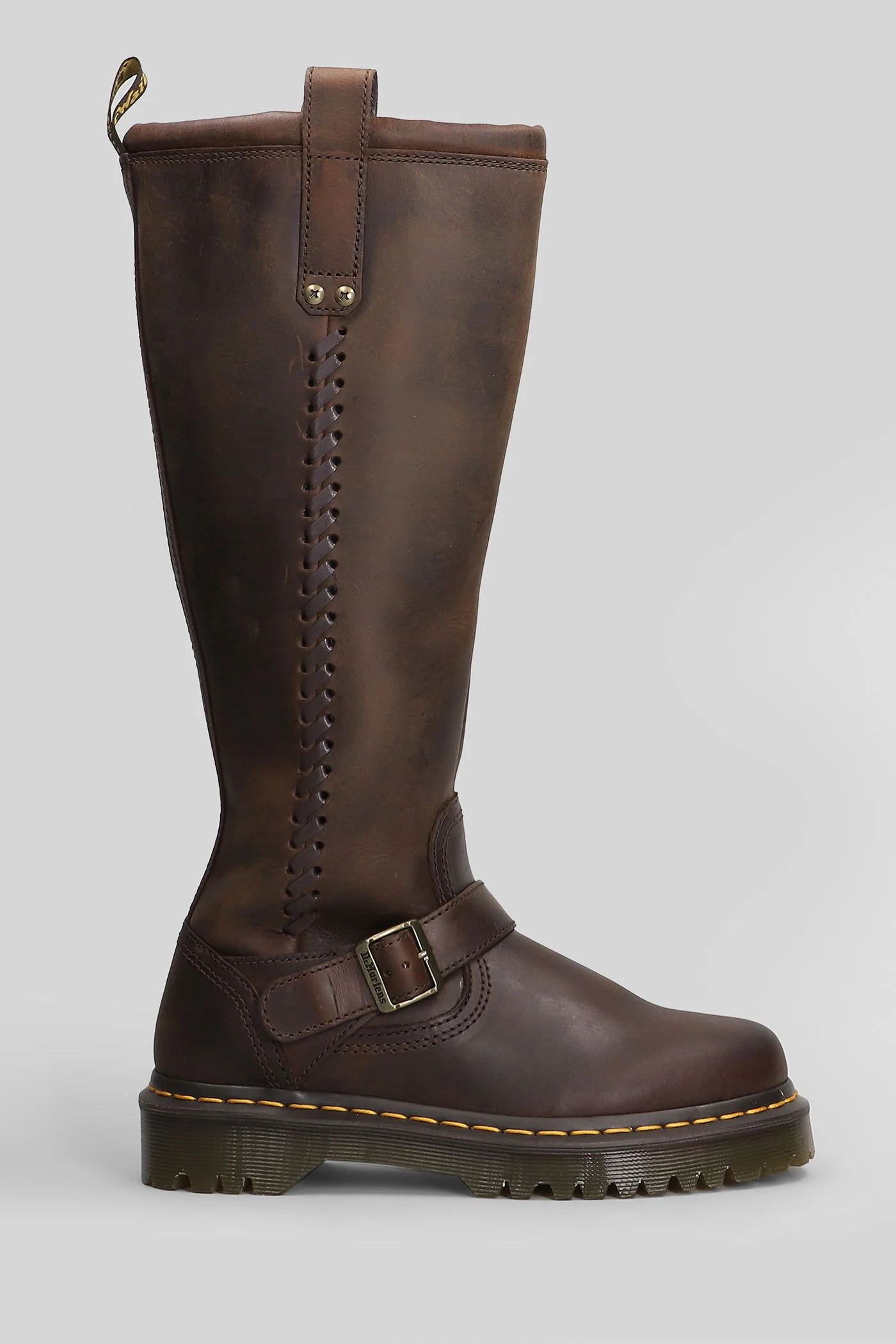 Anistone low heels boots in brown leather