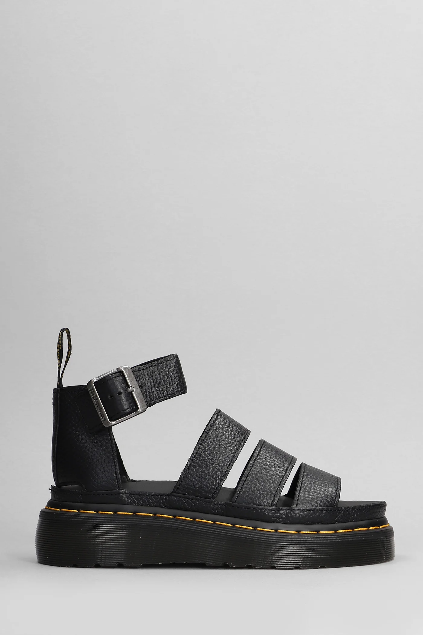 Clarissa II Quad Flats in black leather