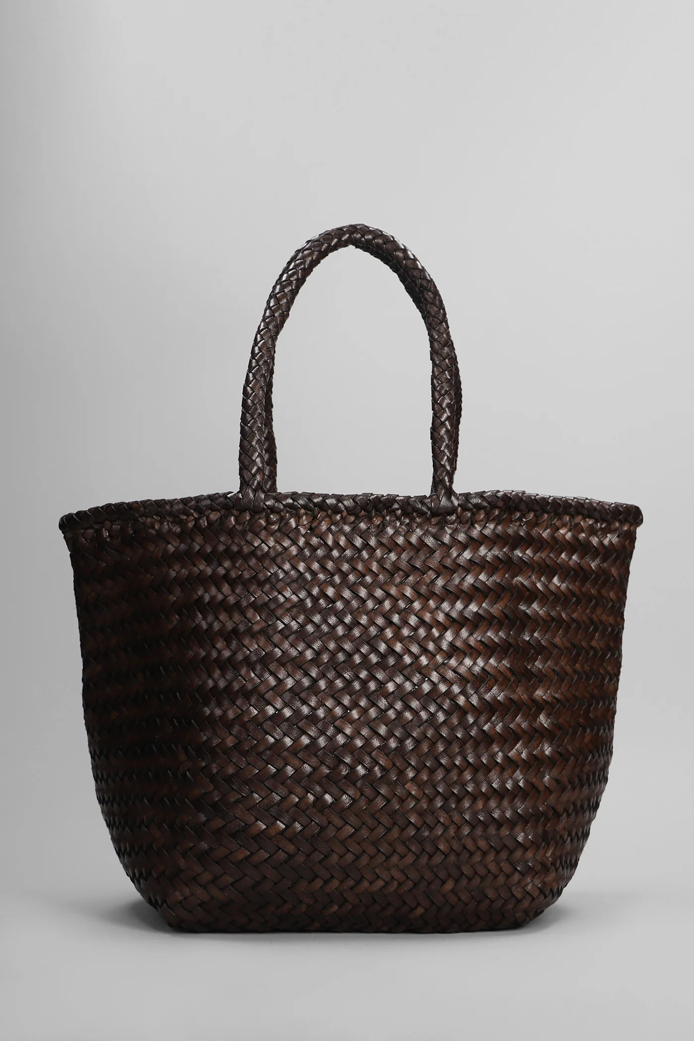 Grace Basket Tote in brown leather