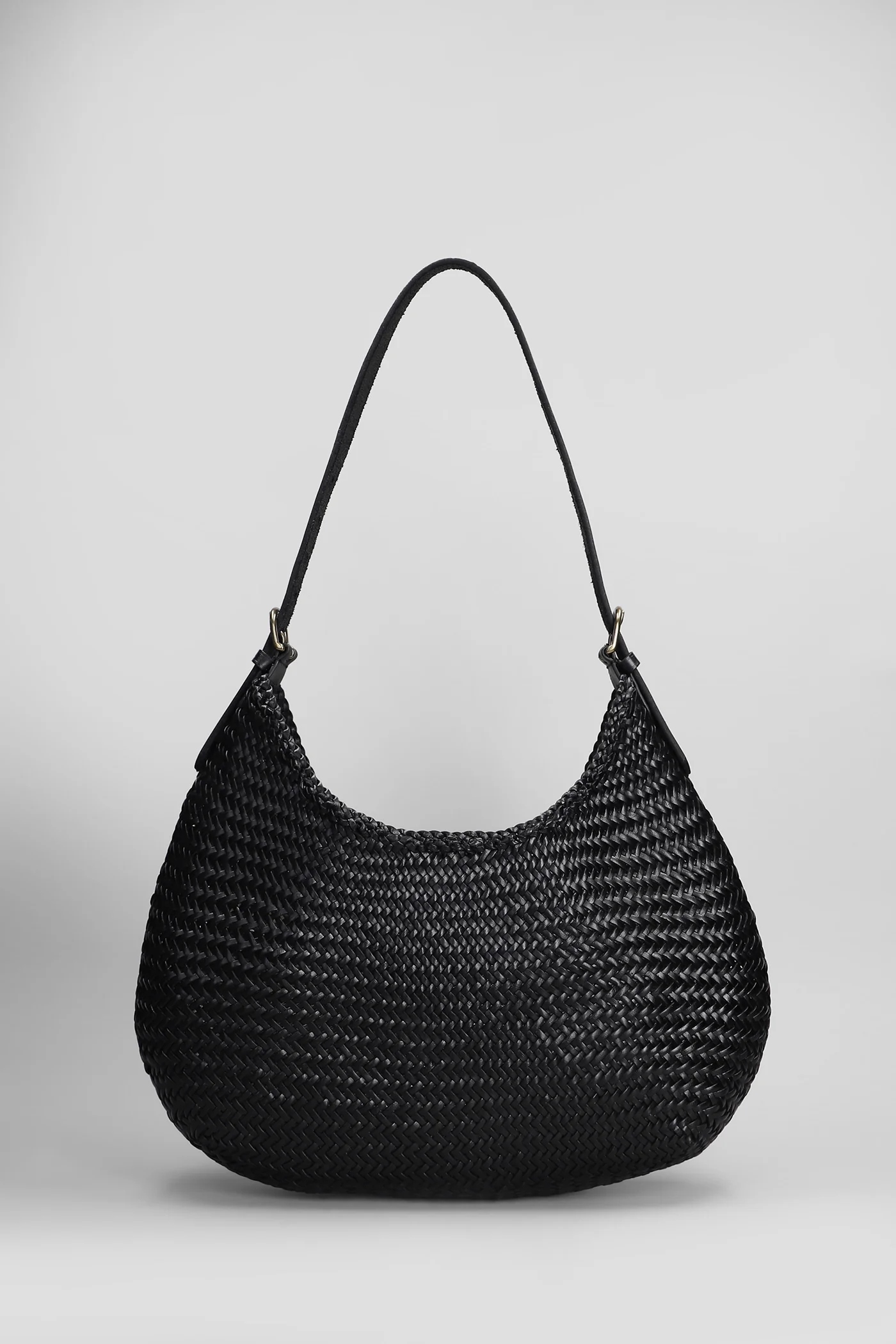 Luna Mezza Tote in black leather