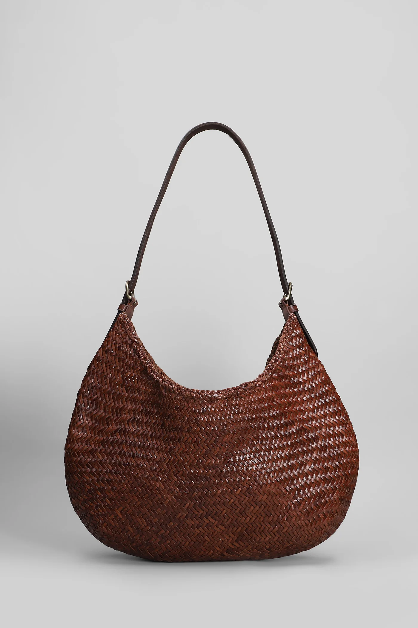 Luna Mezza Tote in brown leather