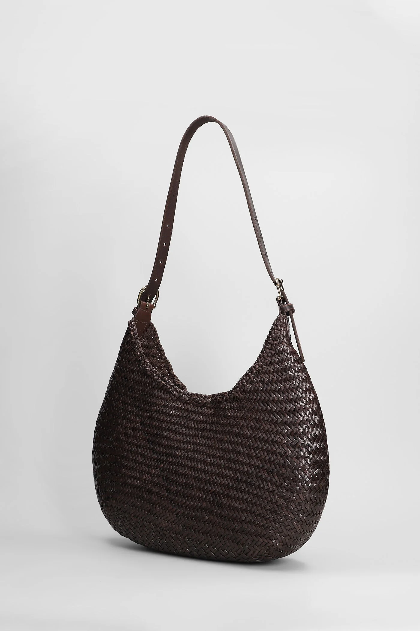Luna Mezza Tote in brown leather - Image 2