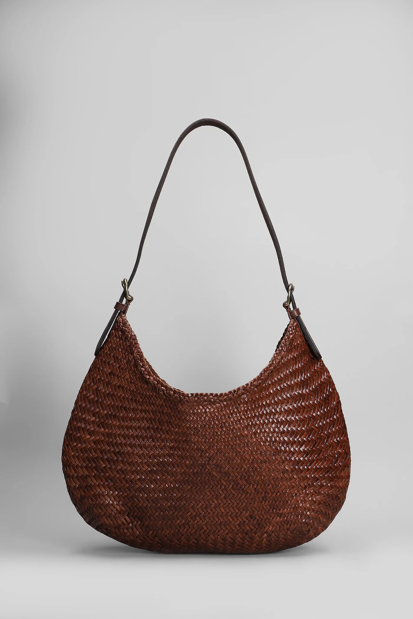 Luna Mezza Tote in brown leather - Image 3
