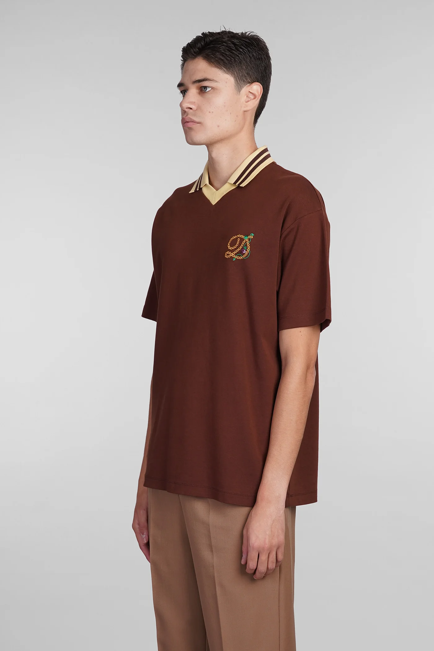 Polo in brown cotton - Image 4