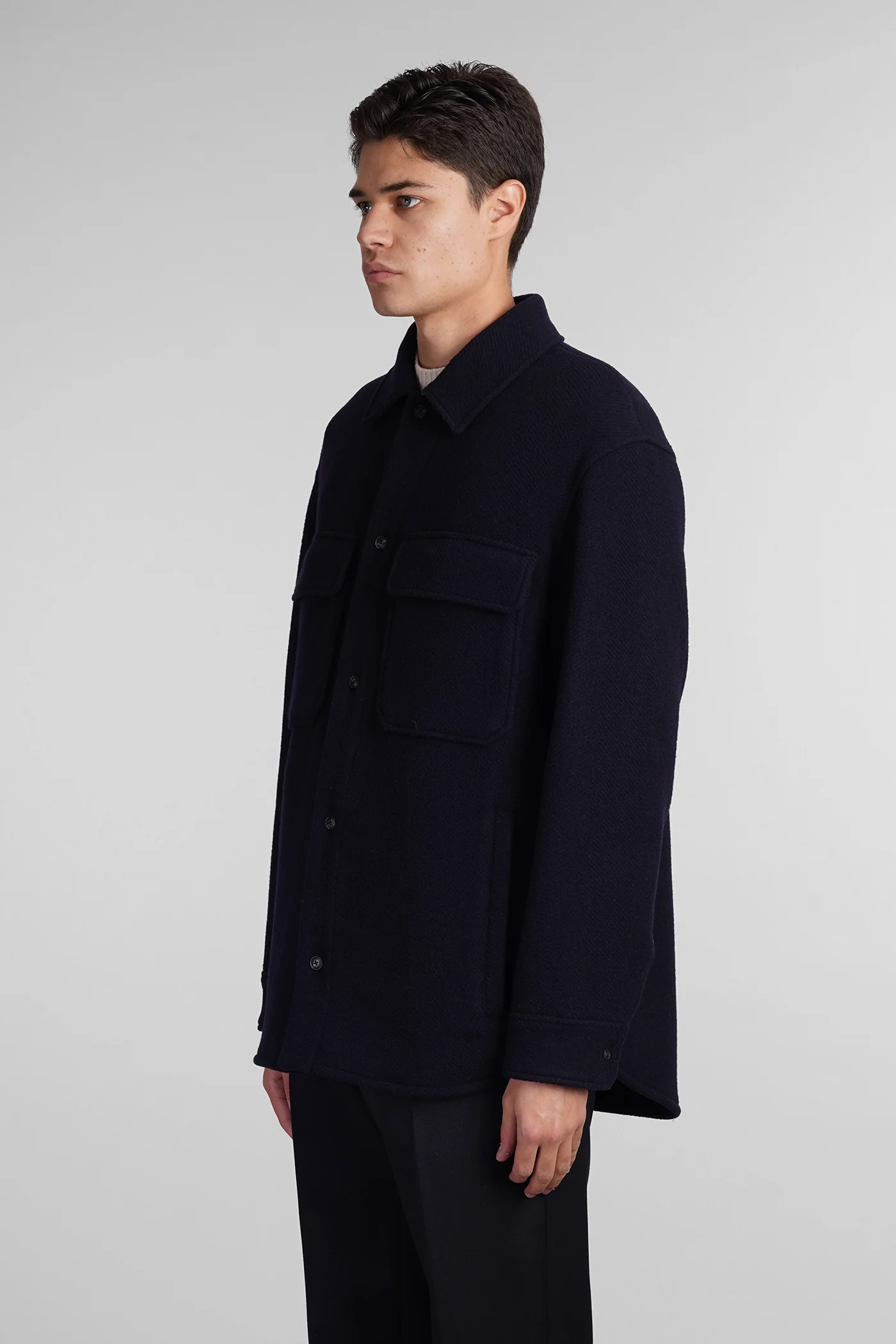 Casual jacket in blue wool - Image 4