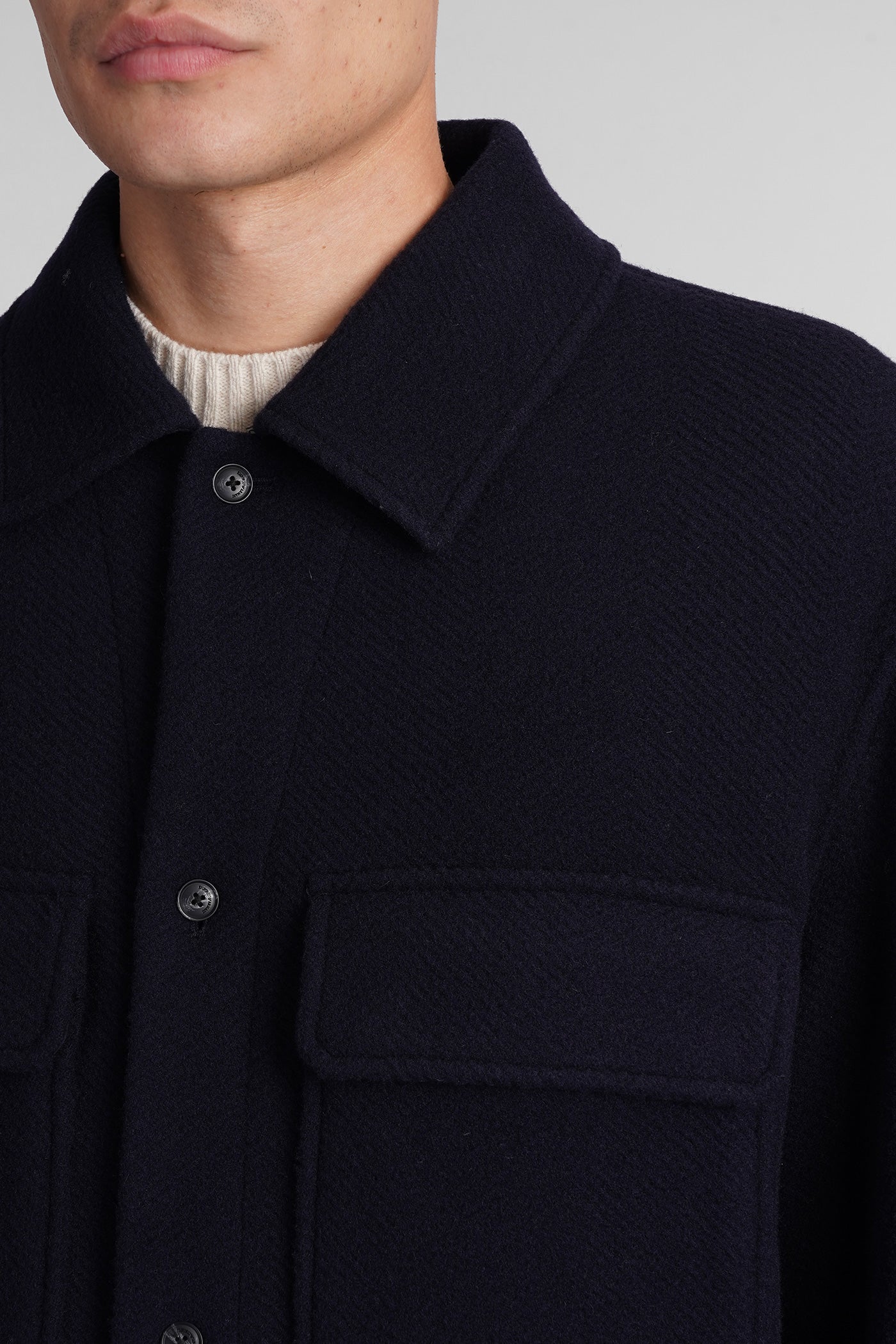 Casual jacket in blue wool - Image 5