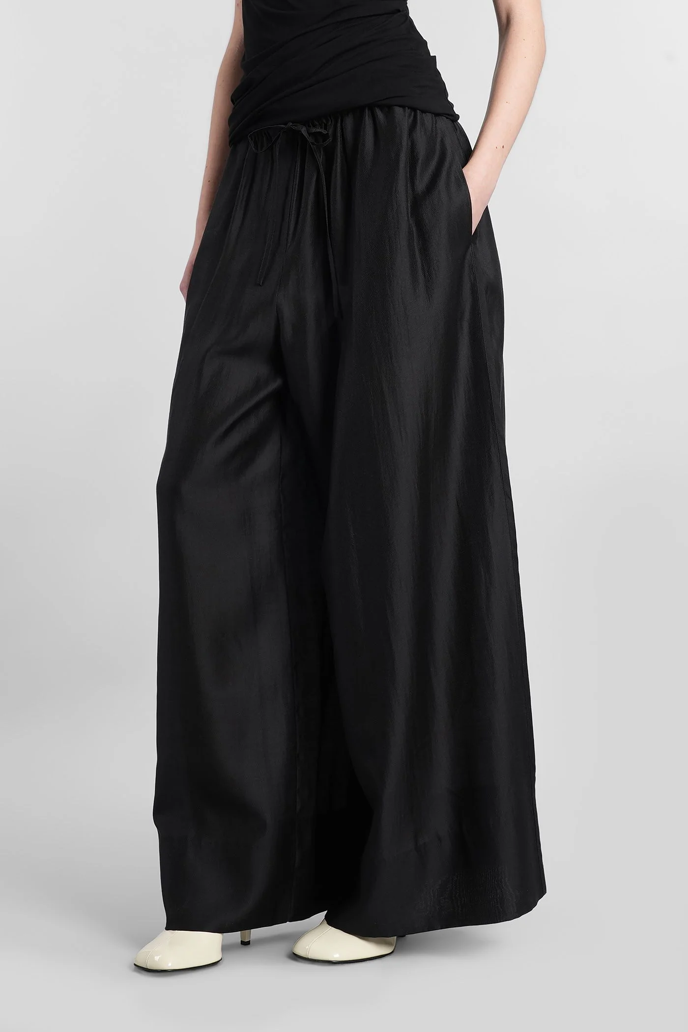 Pants in black wool and polyester - Image 4