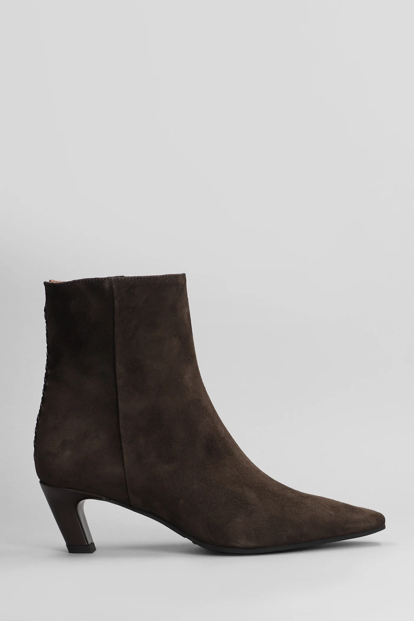 High heels Ankle boots in dark brown suede