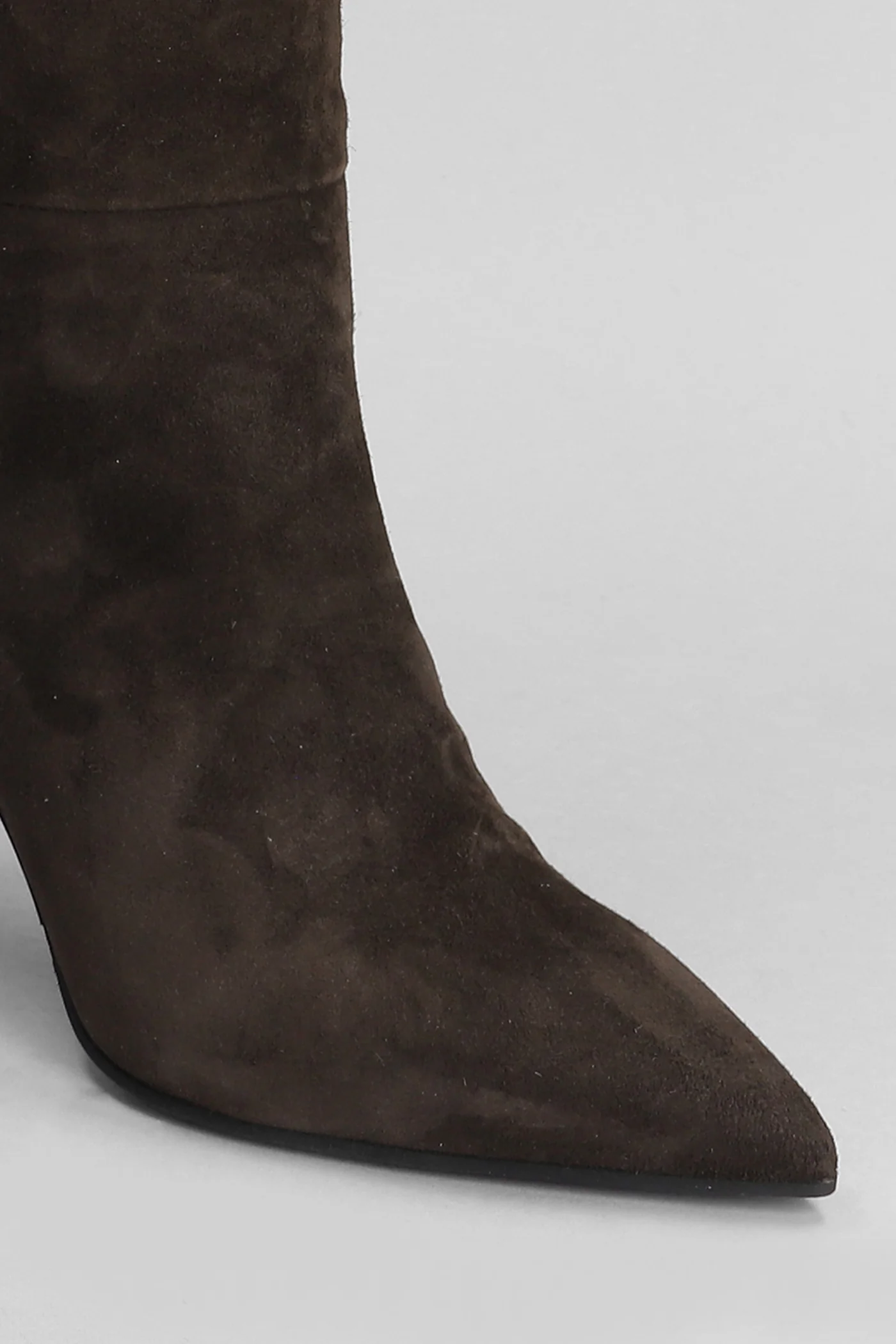 High heels boots in dark brown suede - Image 5