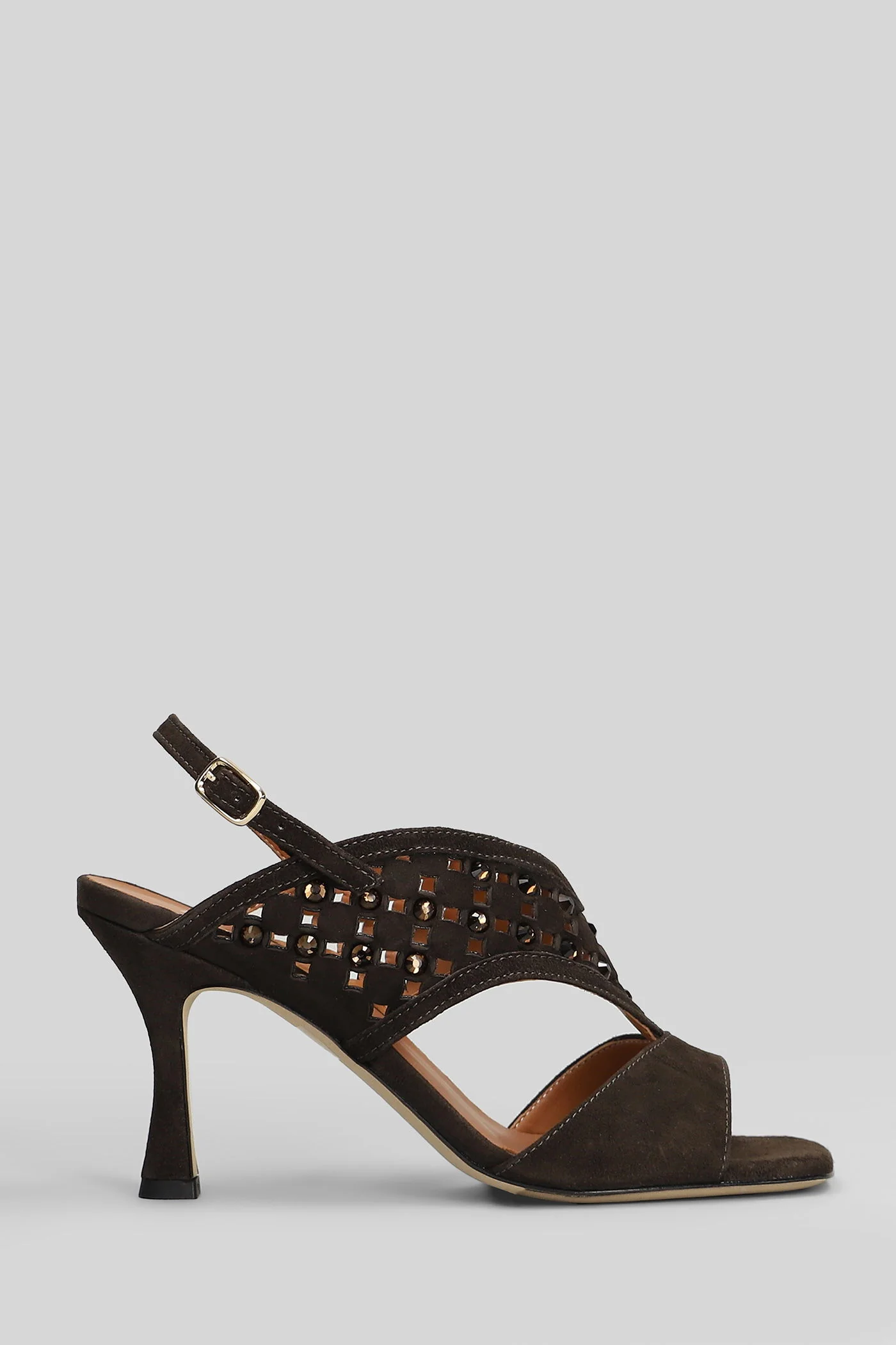 Sandals in dark brown suede