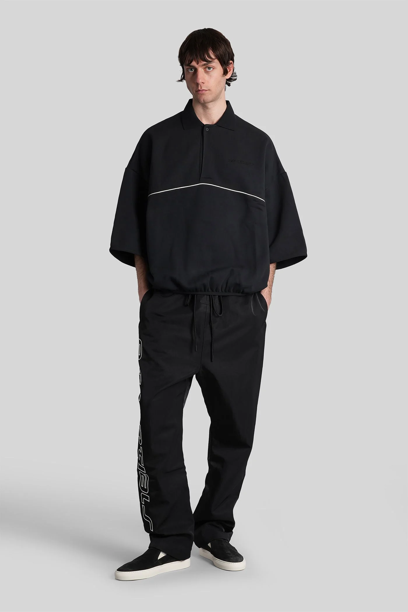 Polo in black cotton - Image 2