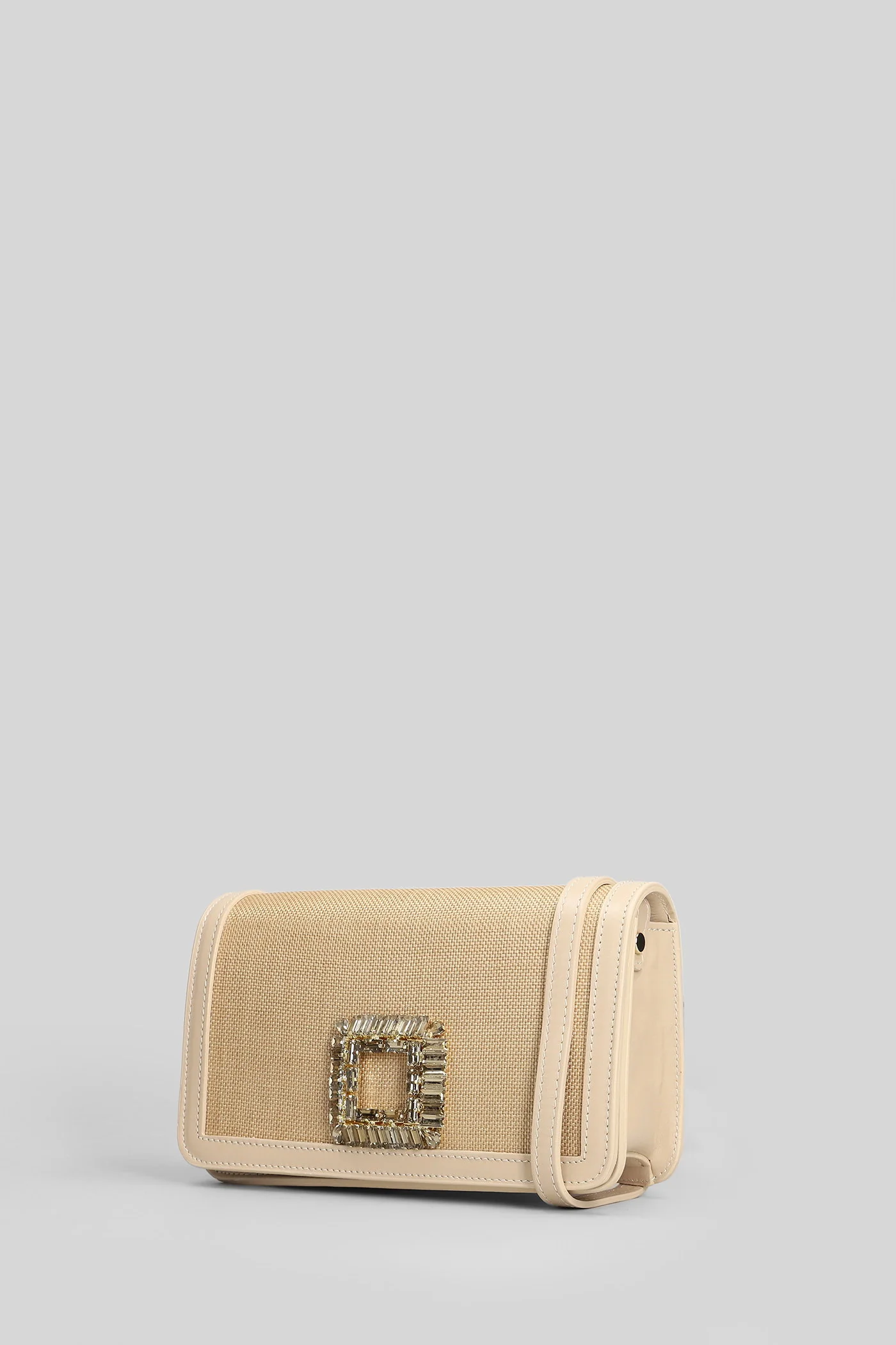 Tilda Shoulder bag in beige leather and fabric - Image 2