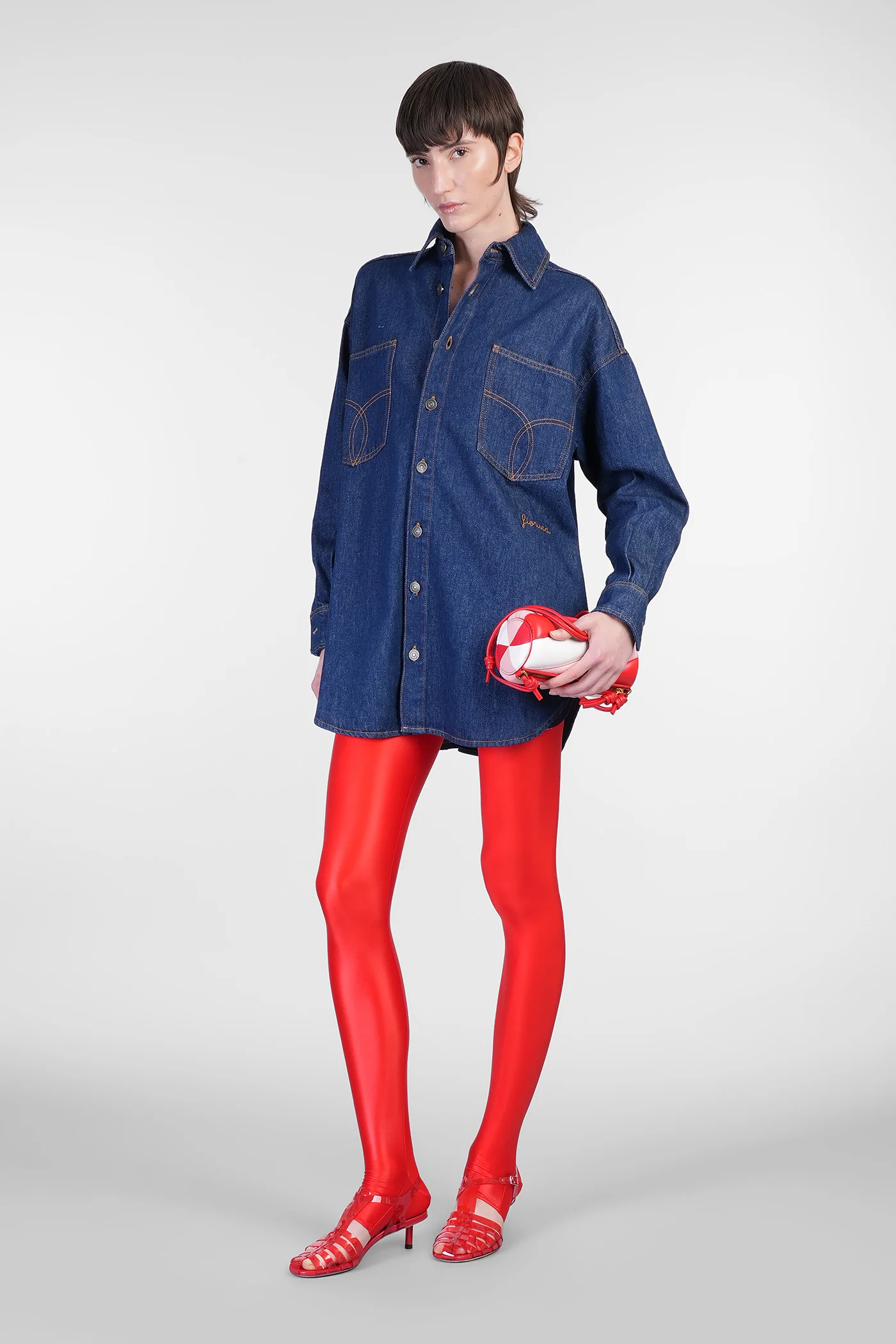 Leggings in red polyamide - Image 2