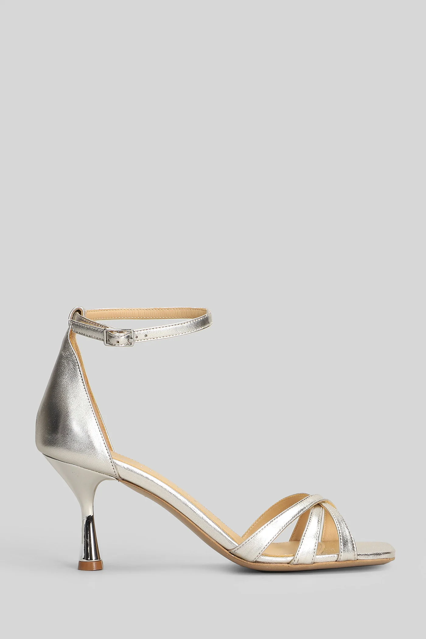 Sandals in platinum leather