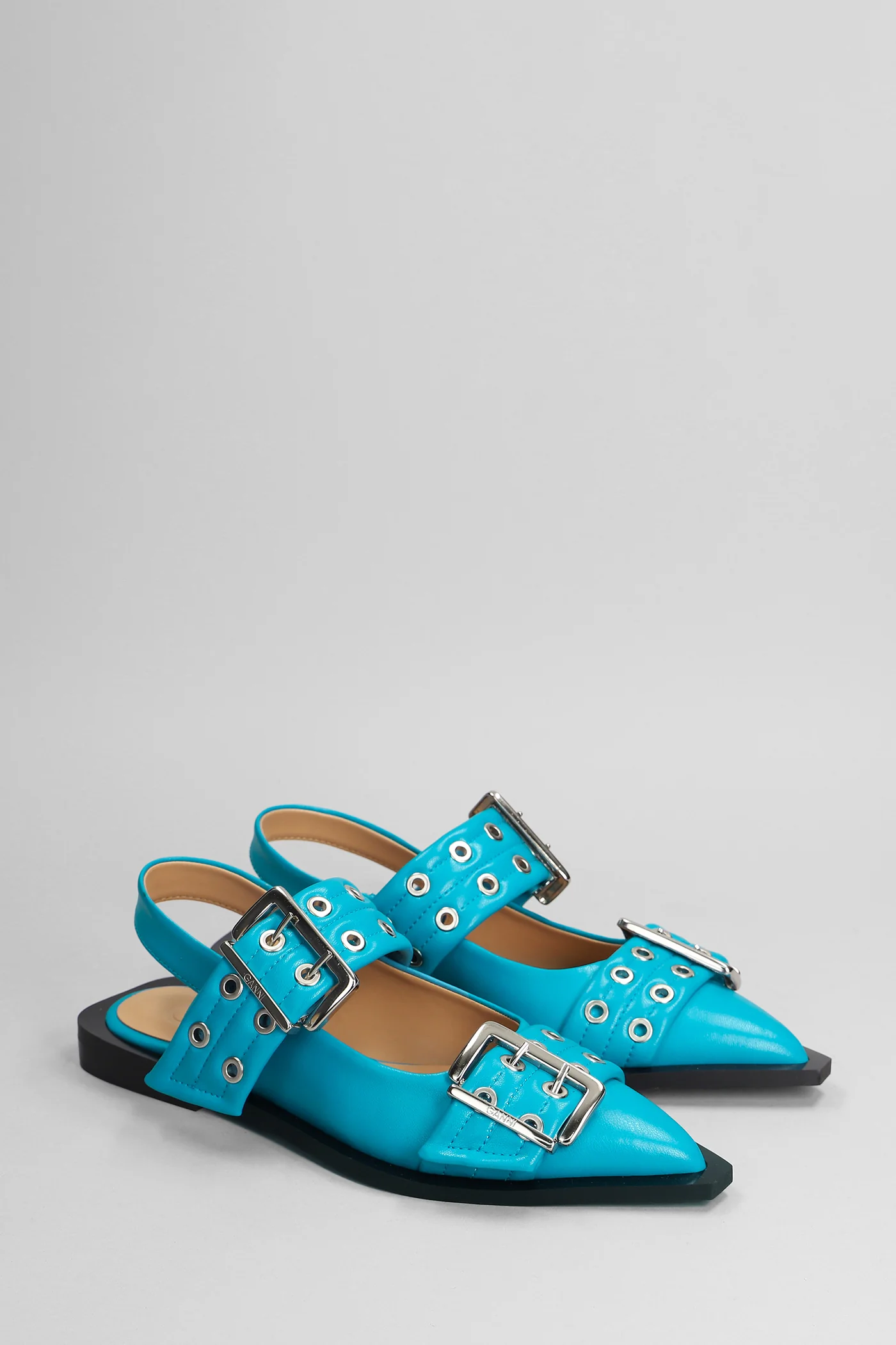 Ballet flats in cyan polyester - Image 2