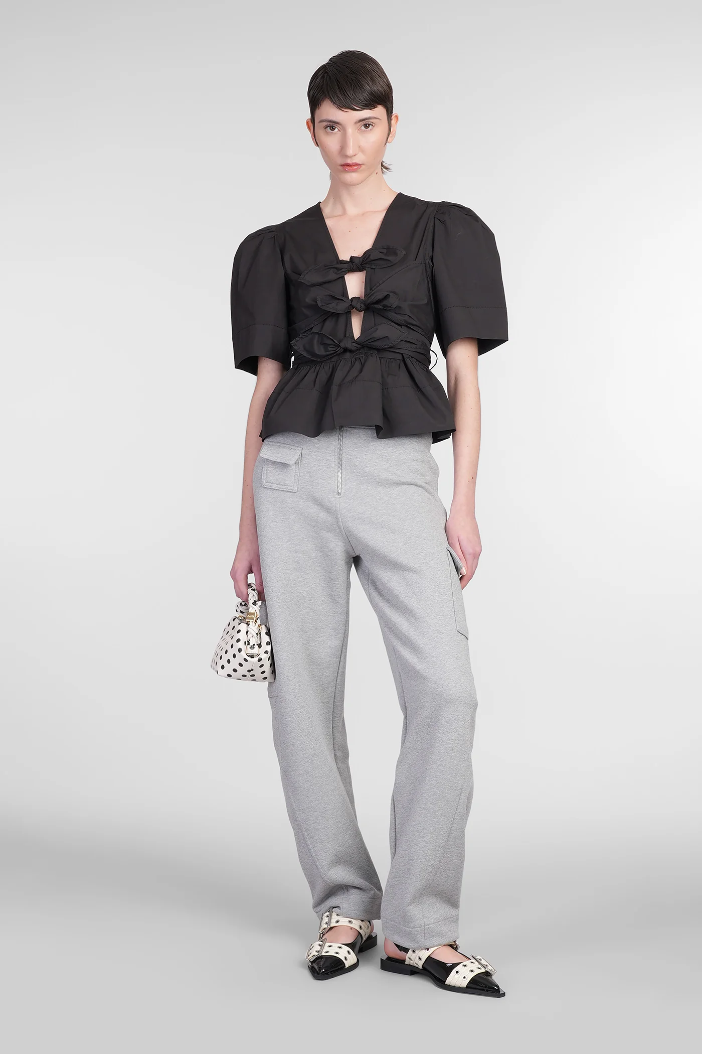Blouse in black cotton - Image 2