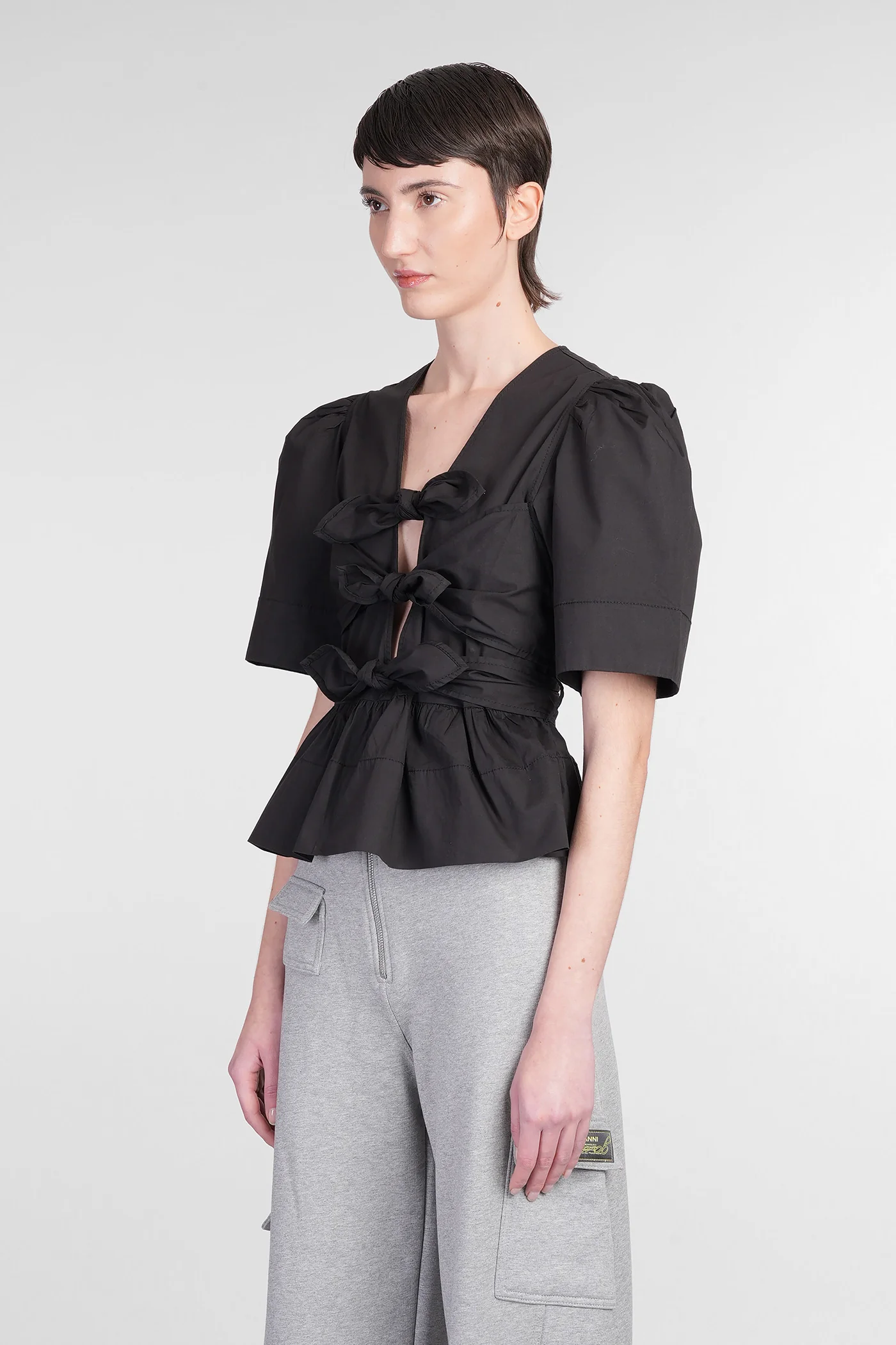 Blouse in black cotton - Image 4