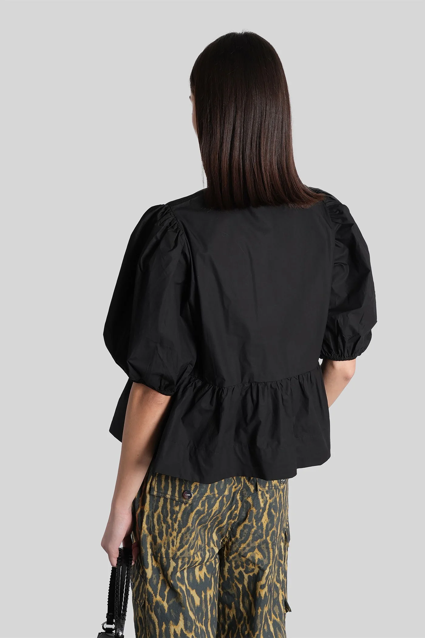 Blouse in black cotton - Image 3