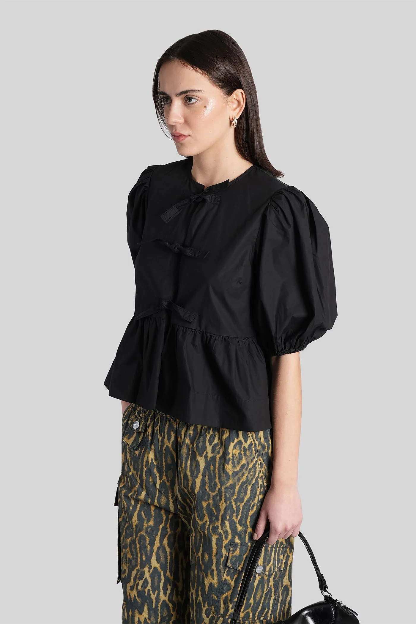 Blouse in black cotton - Image 4