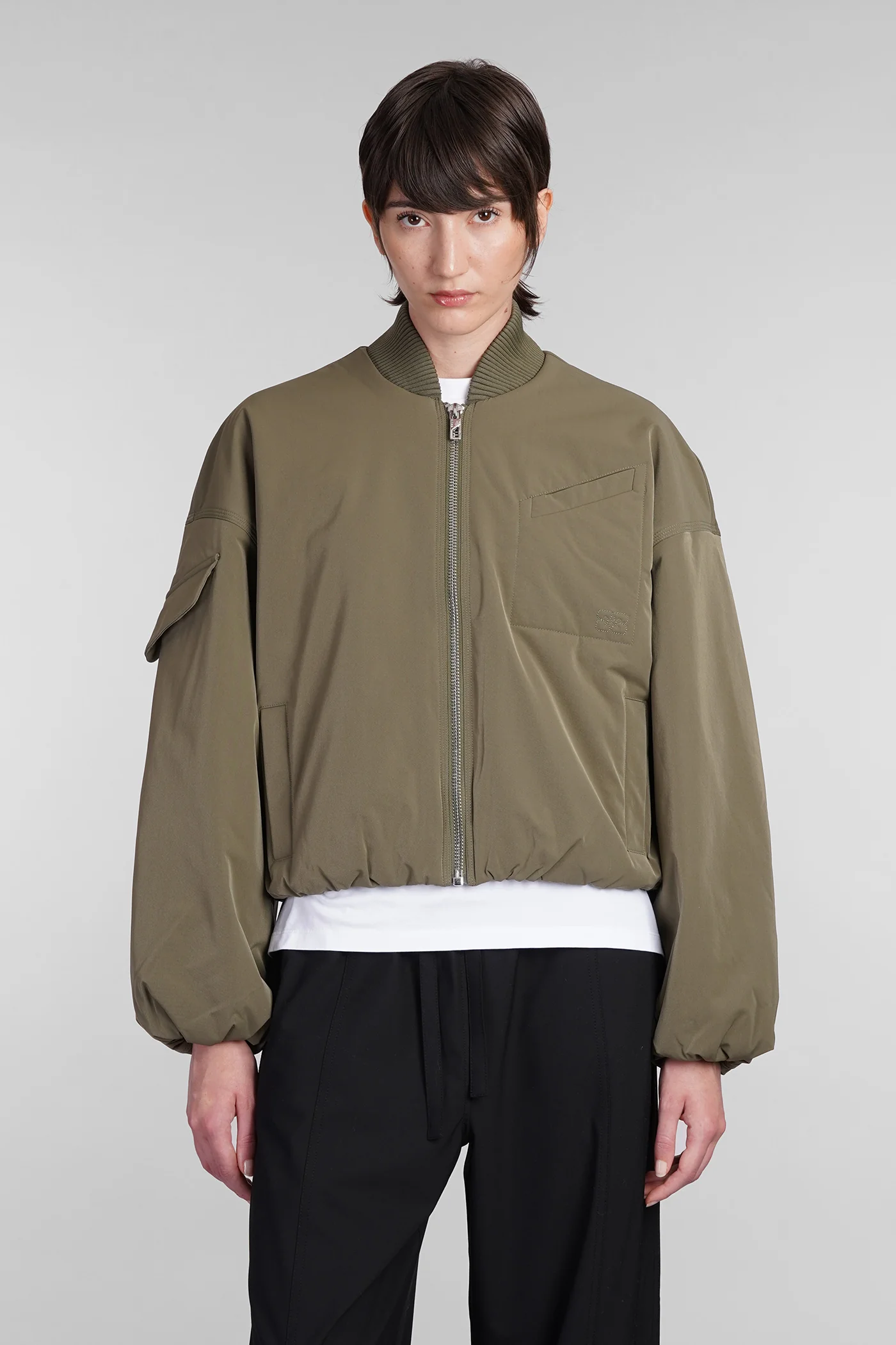Bomber Jacket in green polyester